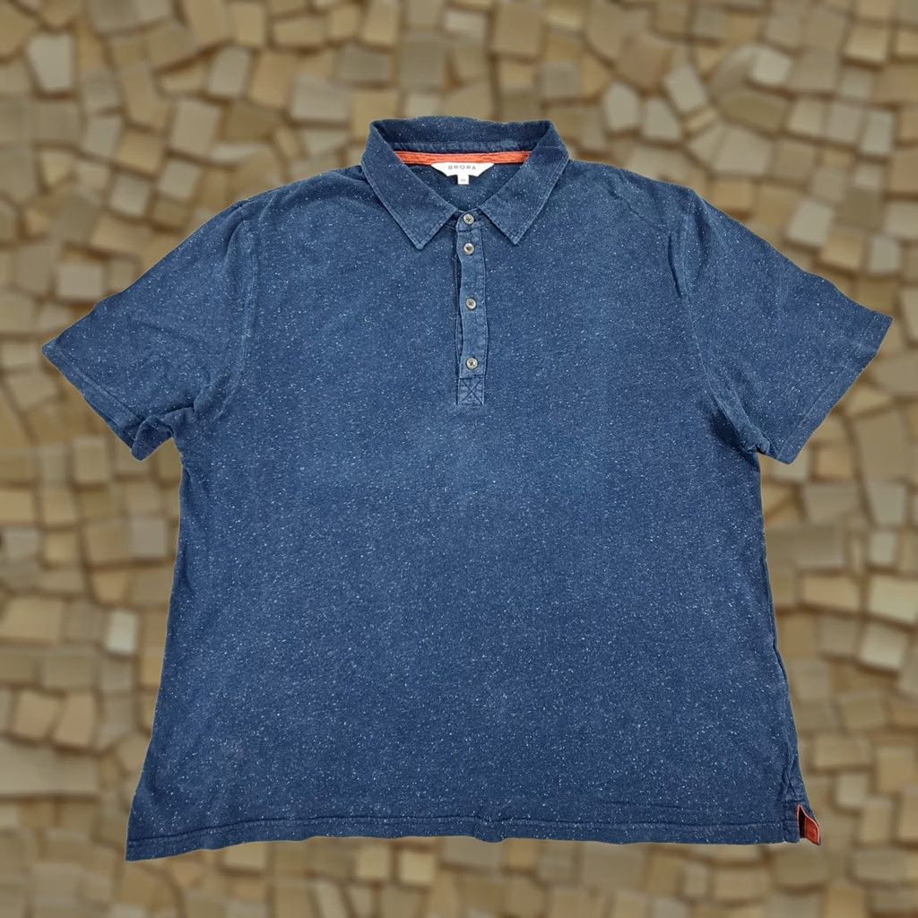 Vintage Brora Polo Shirt Brora Mens Polo Shirt XXL Cotton Speckled Short Sleeves Blue Casual Mens Size US XXL / EU 58 / 5 - 1 Thumbnail