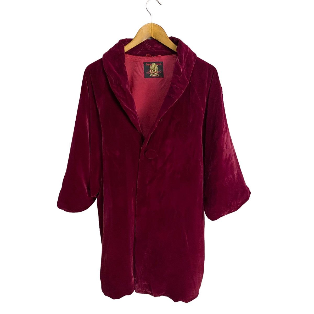 Velvet × Vintage Vintage 60s Red Velvet Collared Kimono Jacket Size XL / US 12-14 / IT 48-50 - 1 Thumbnail