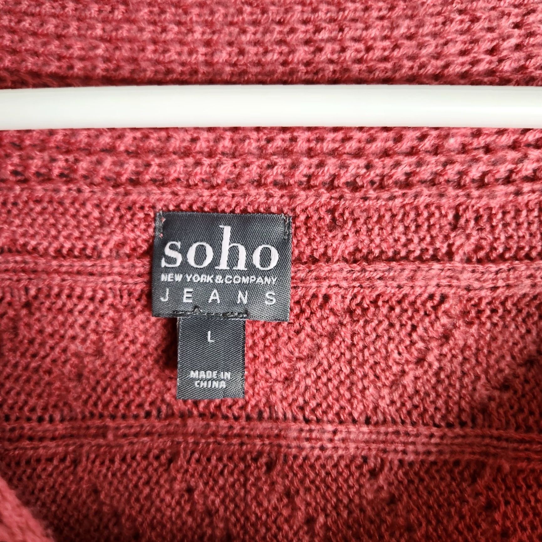 Vintage SOHO NY&C Rose Pink Boatneck Cable Knit Lightweight Sweater L - Womens Pullover Knit Classic Dolman Sleeve Boat Neck Size L / US 10 / IT 46 - 5 Thumbnail