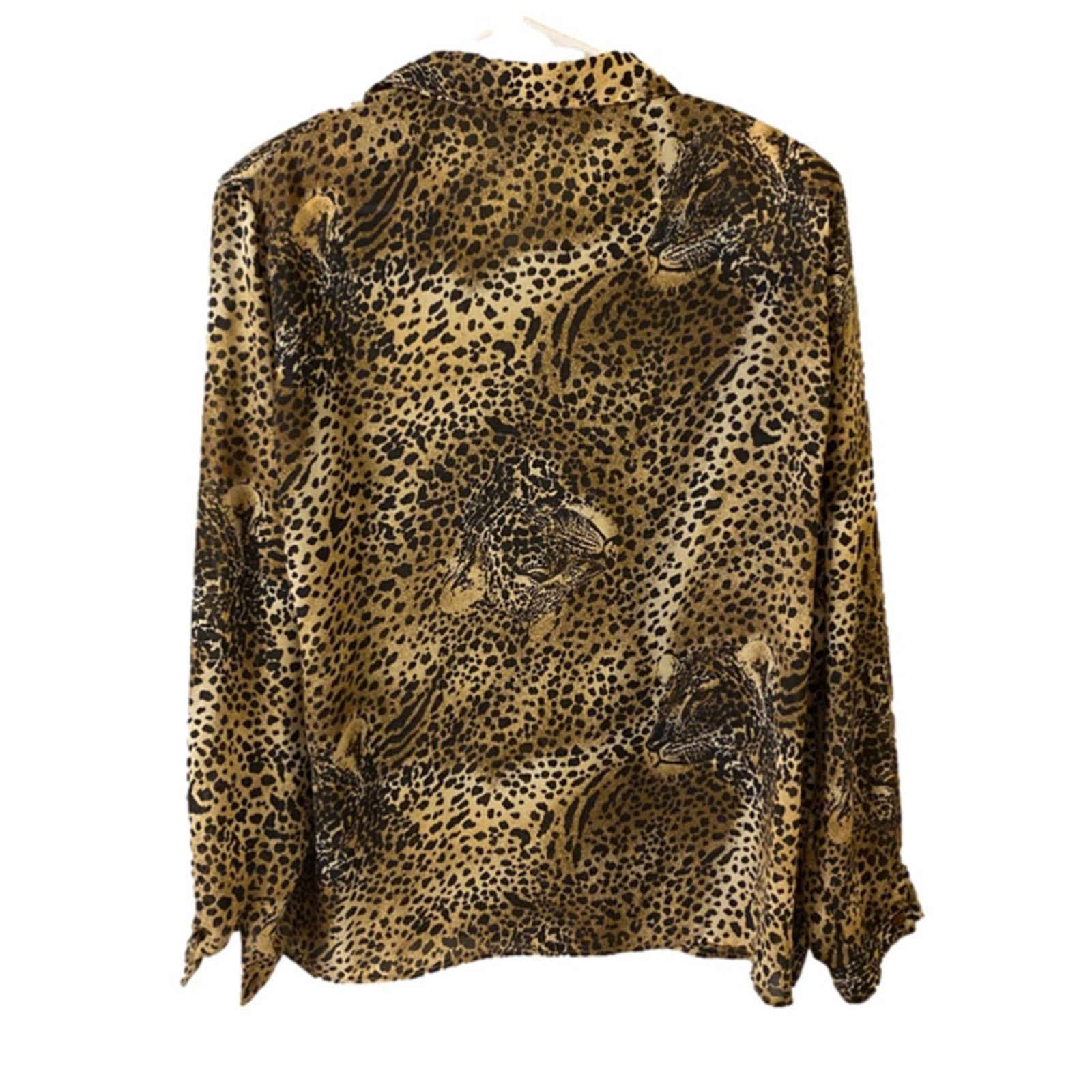 Other Vintage 90s Leopard Print Button Down Blouse Notations M Size L / US 10 / IT 46 - 7 Thumbnail