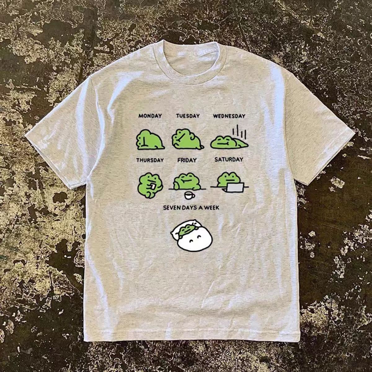 Japanese Brand × Vintage Gray street fashion retro fun frog print t-shirt Size US M / EU 48-50 / 2 - 1 Thumbnail