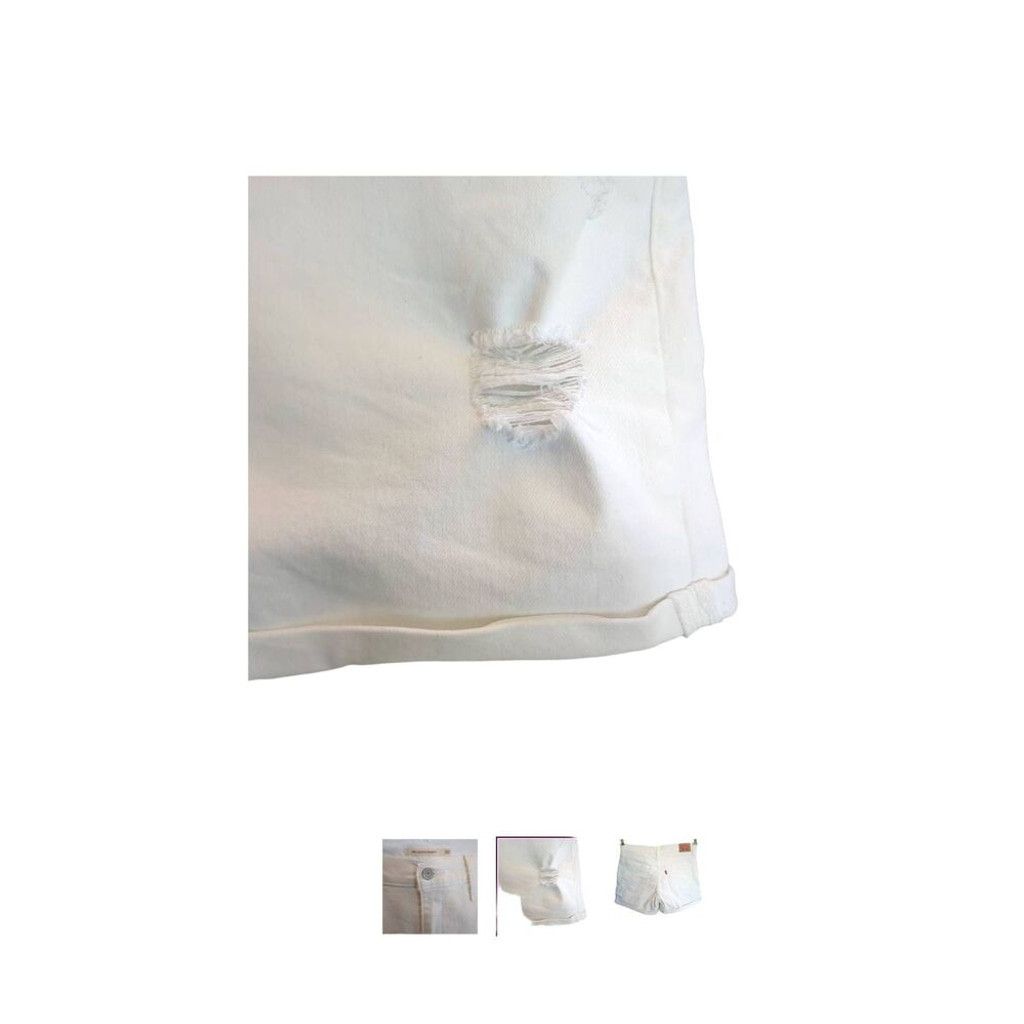 Levi's Levi's Rolled Cuff Mid Shorts White Distressed Denim Size30 Size 30" / US 8 / IT 44 - 4 Thumbnail