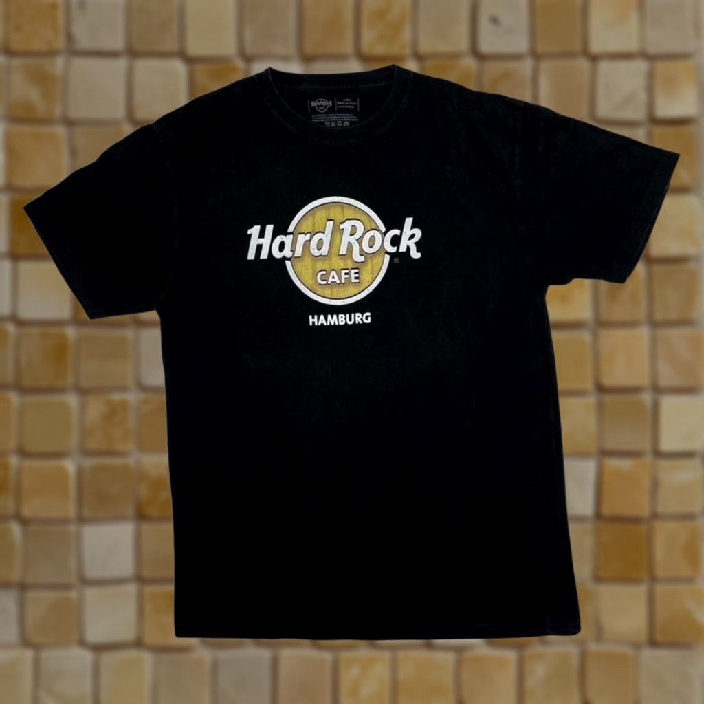 Hard Rock Cafe Hard Rock Cafe Hamburg Souvenir Logo Spellout Graphic T-Shirt Large Men Black Short Sleeve Round Neck Cotton Shirt Mens Size US L / EU 52-54 / 3 - 1 Thumbnail