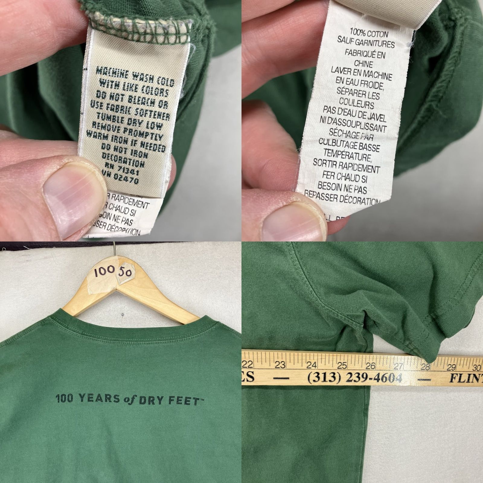 Vintage L.L. Bean T Shirt 2012 Forest Green Mens XL Cotton Crew Neck Logo 100 Years of Dry Feet Vintage? Size US XL / EU 56 / 4 - 8 Thumbnail