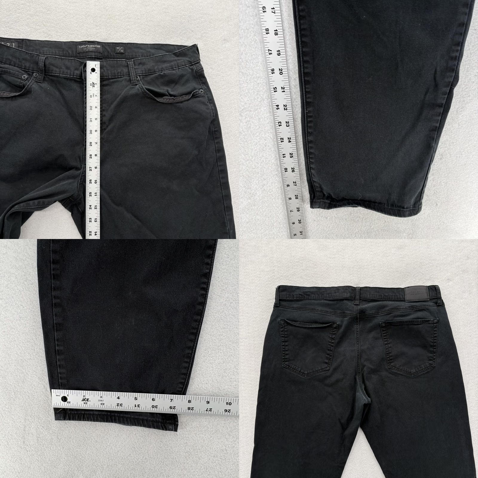 Lucky Brand Lucky Brand 121 Slim Straight Pants Mens 40x30 Black Stretch Twill 5-Pocket Size US 40 / EU 56 - 8 Thumbnail