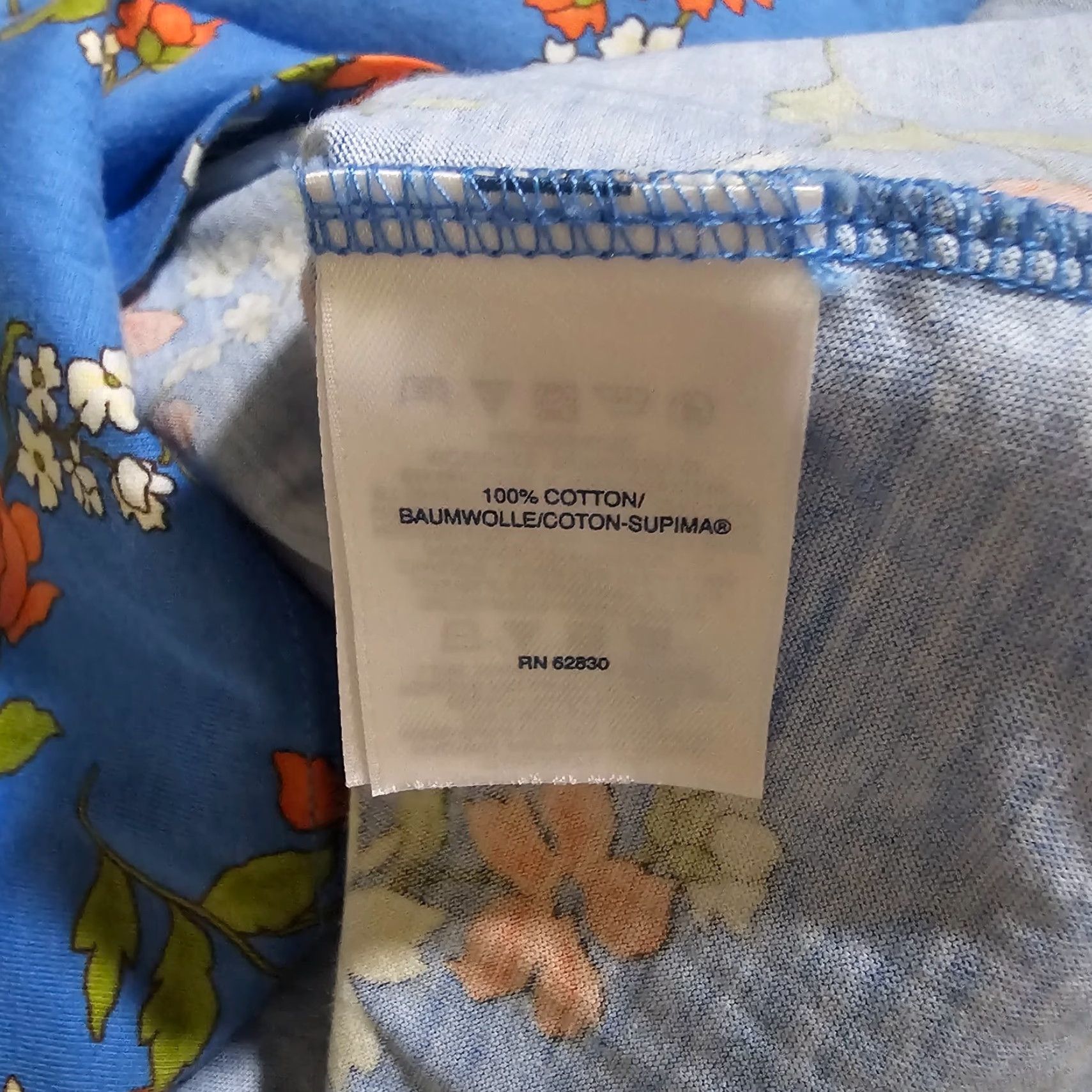 Lands' End Lands' End Top Shirt Womens Large Blue Floral V Neck Long Sleeve Stretch Casual Blouse Size L / US 10 / IT 46 - 7 Thumbnail