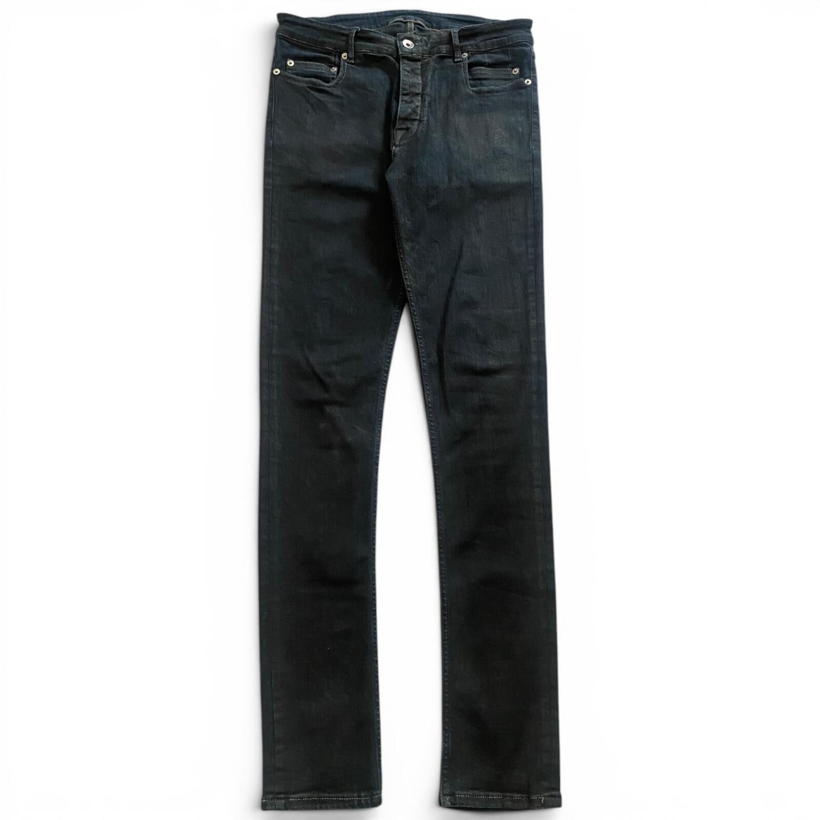 Rick Owens Drkshdw Aircut Zip Black Wax Denim Jeans Trousers