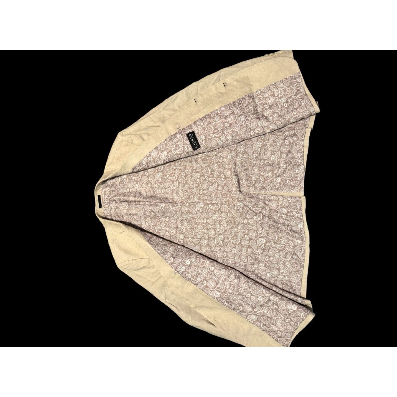 Ralph Lauren LAUREN Ralph Lauren Mens 48R Beige Blazer Linen Single-Breasted 2 Button Jacket Sport Coat Size 48R - 6 Thumbnail