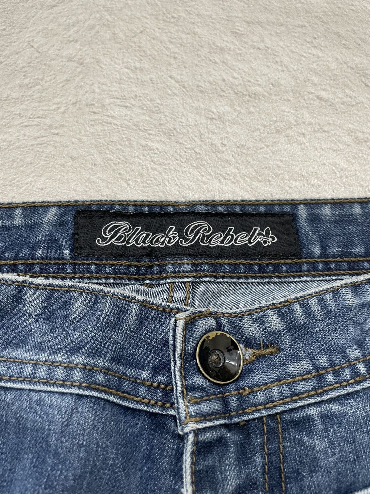 2000s Black Label Double Waist Denim Embroidered Y2K Japan