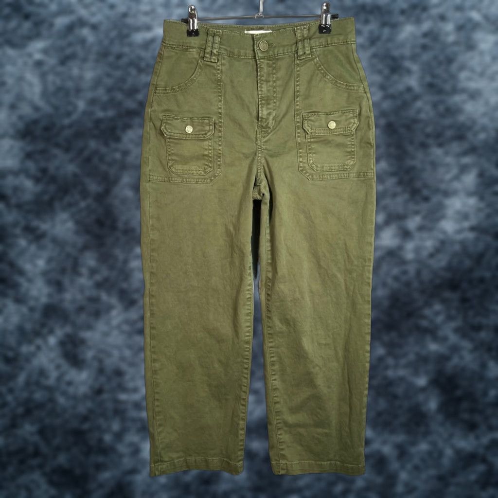 Frame VINTAGE FRAME Womens Cargo Pants 27 Green Cotton Elastane High-Rise Straight Leg Size 27" / US 4 / IT 40 - 1 Thumbnail