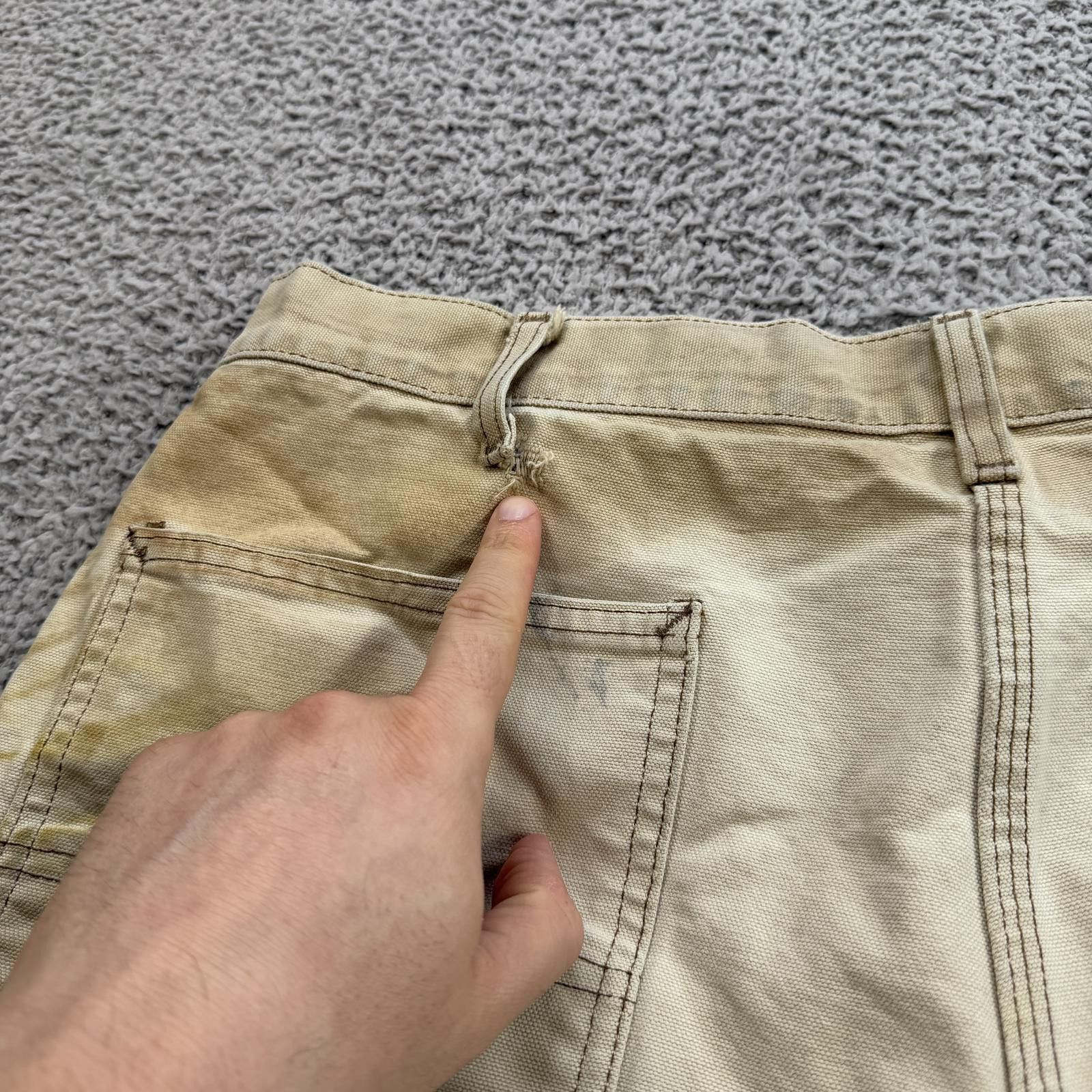 Carhartt Carhartt Carpenter Work Shorts Distressed Beige Duck Canvas Size US 36 / EU 52 - 6 Thumbnail