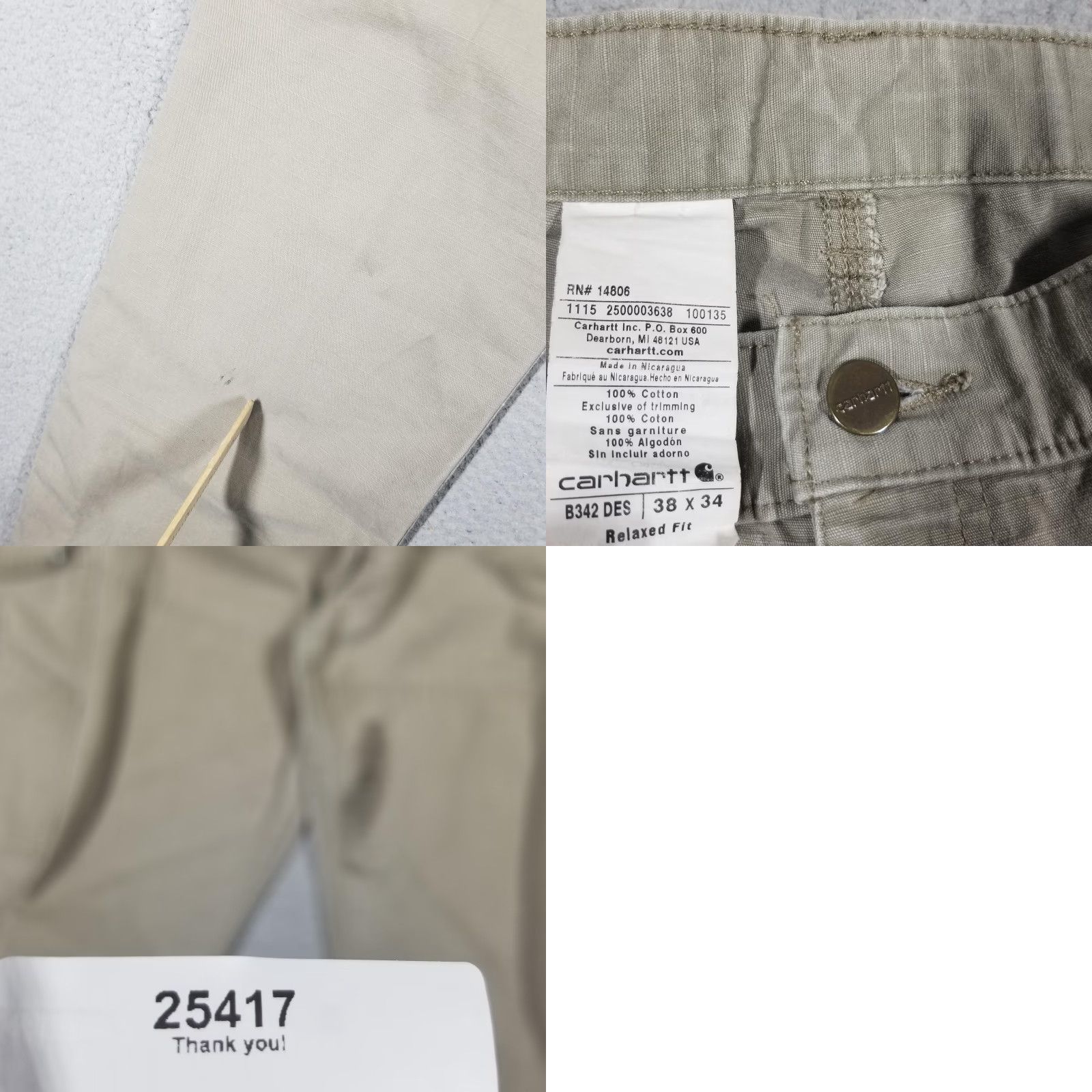 Carhartt Carhartt Men’s Relaxed Fit Ripstop Cargo Double Knee Pants Desert 38x34 B342 DES Size US 38 / EU 54 - 8 Thumbnail