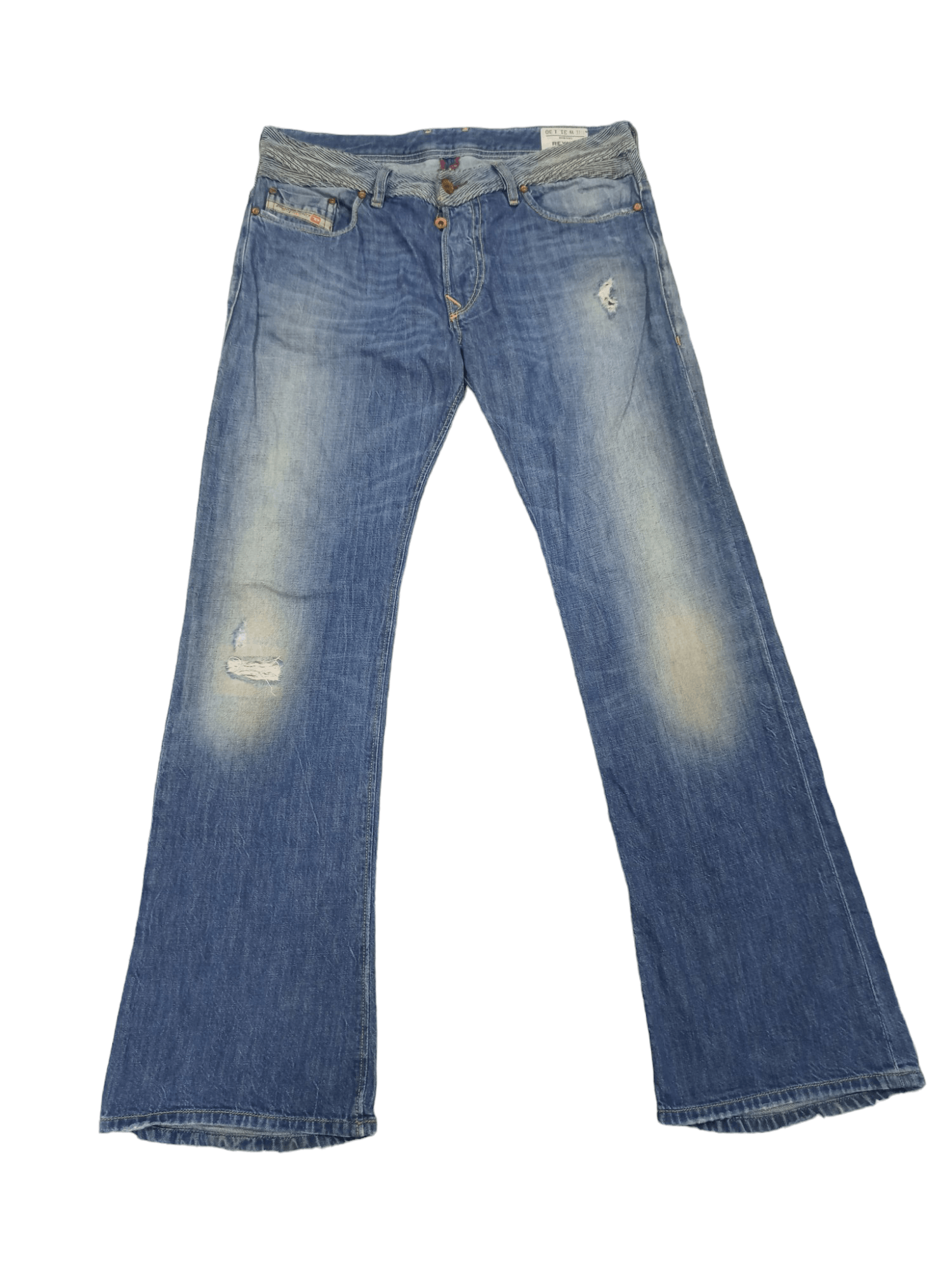 image of VTG Diesel Reyhan Distressed Denim Flare Jeans in Faded Blue, Men's (Size 31)