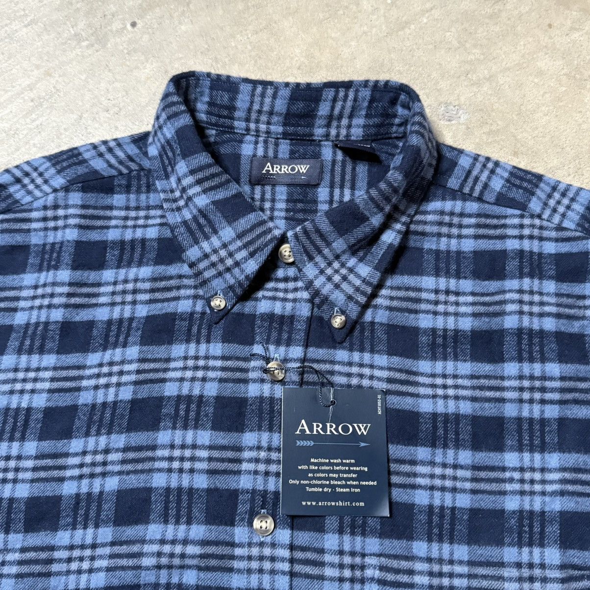 Arrow NWT Arrow Men’s Flannel Shirt LT Large Tall Blue Plaid Size US L / EU 52-54 / 3 - 3 Thumbnail