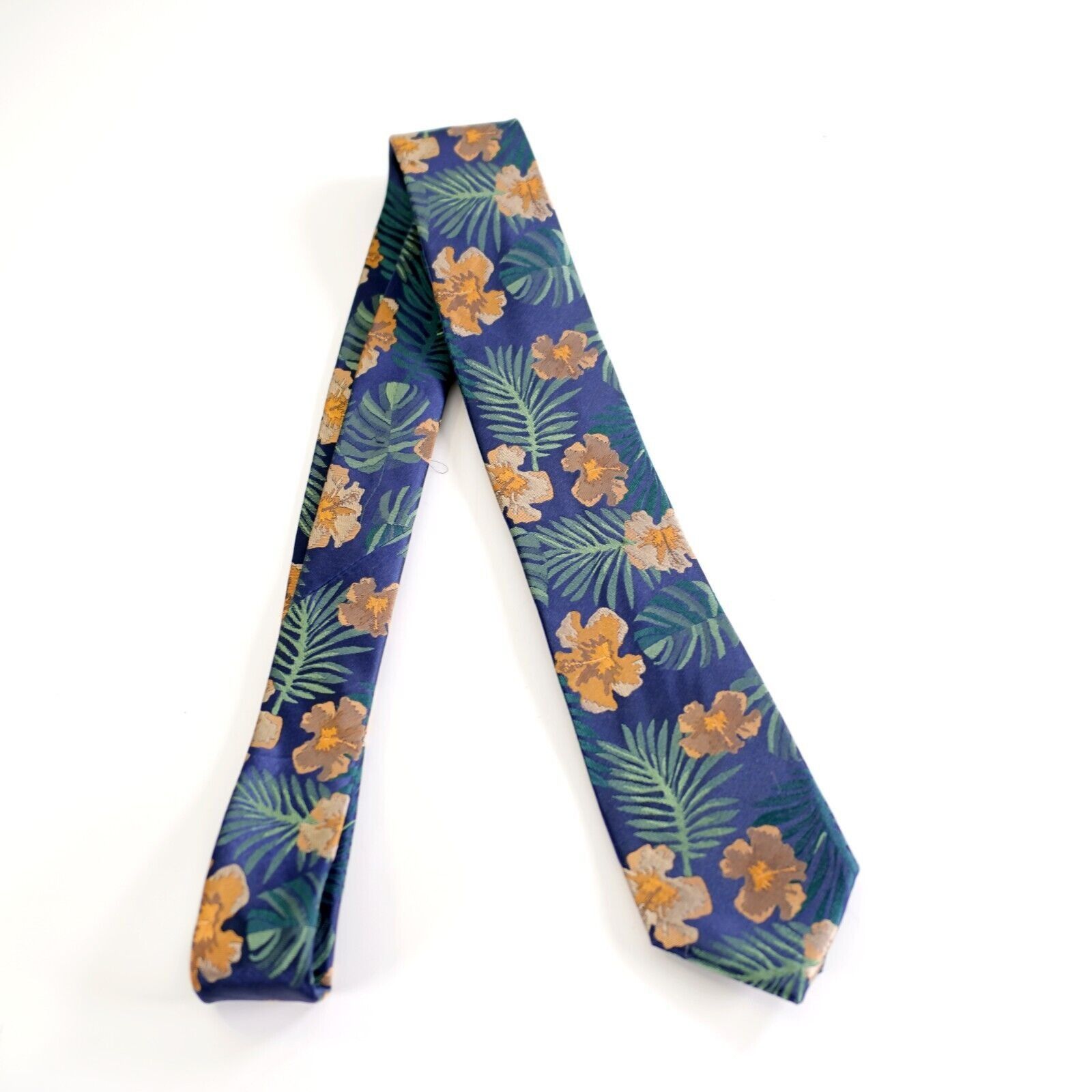 Bar III Bar III Blue Floral Woven Skinny Silk Blend Tie Size ONE SIZE - 6 Thumbnail
