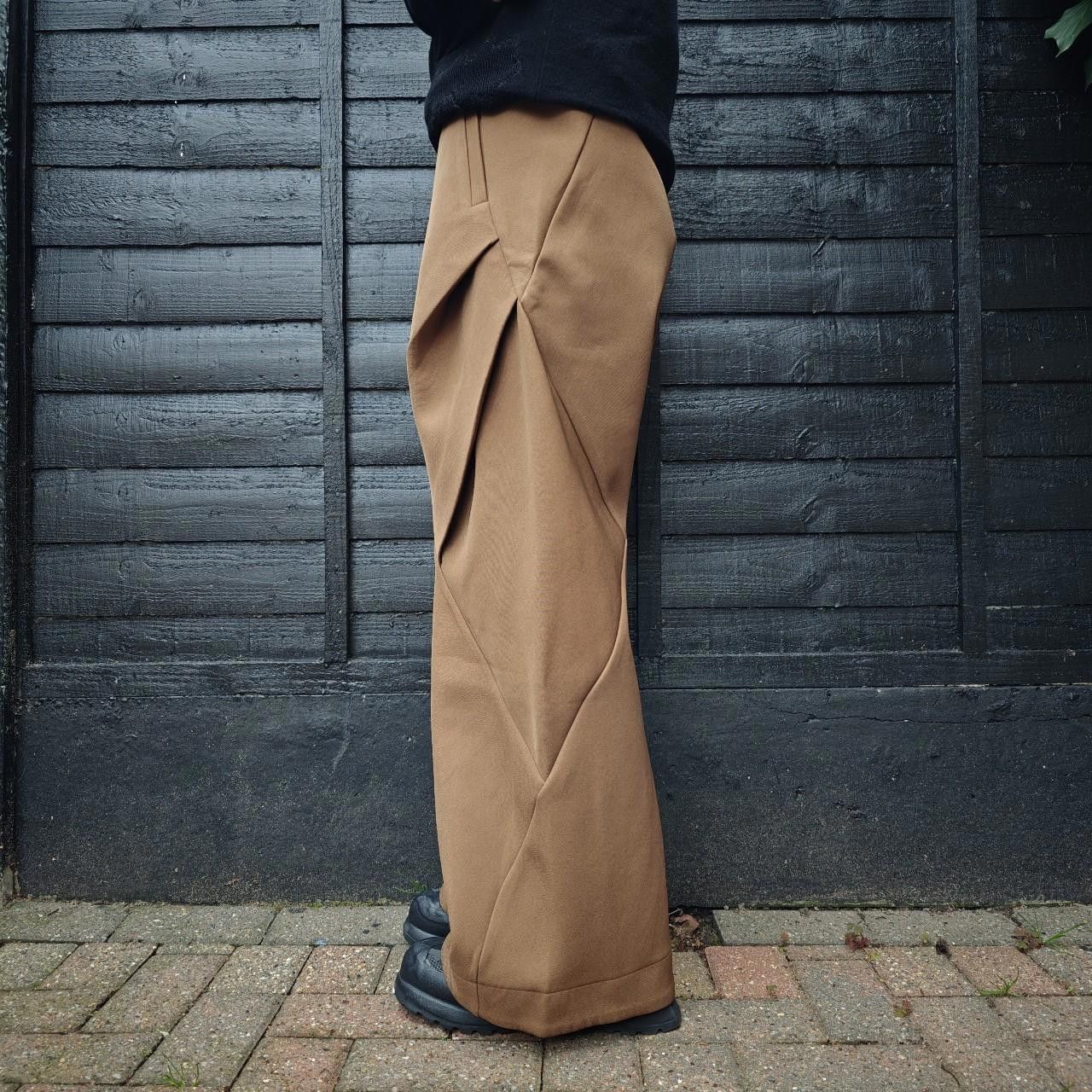 Other Brown Pleated Wide Leg Trousers Size US 32 / EU 48 - 3 Thumbnail