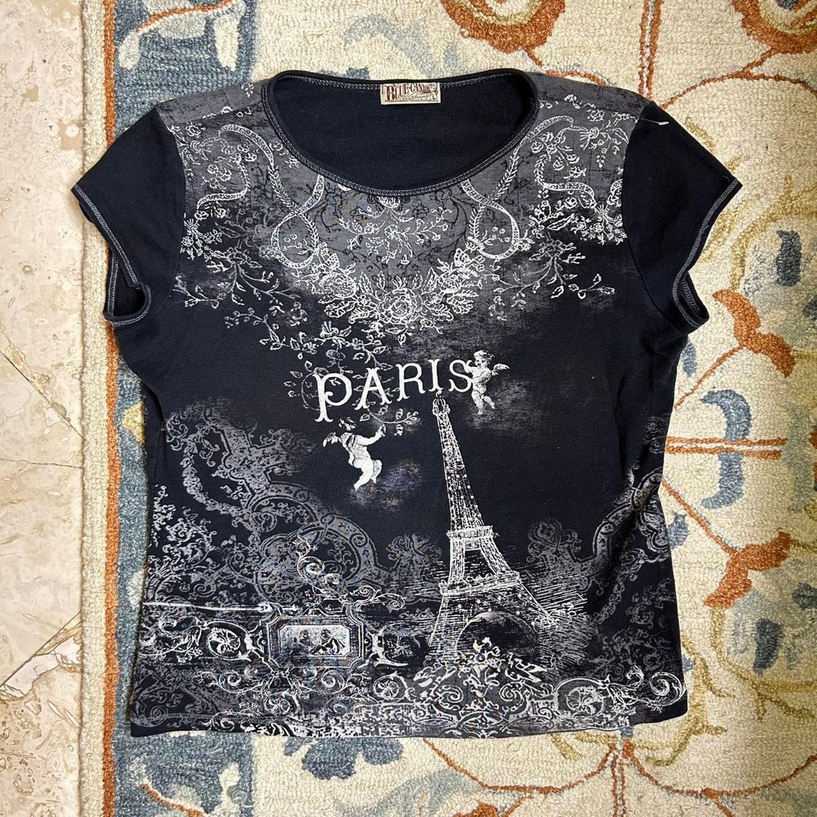 Vintage Vintage Y2k Graphic Paris black and white grunge baby tee Size L / US 10 / IT 46 - 2 Thumbnail