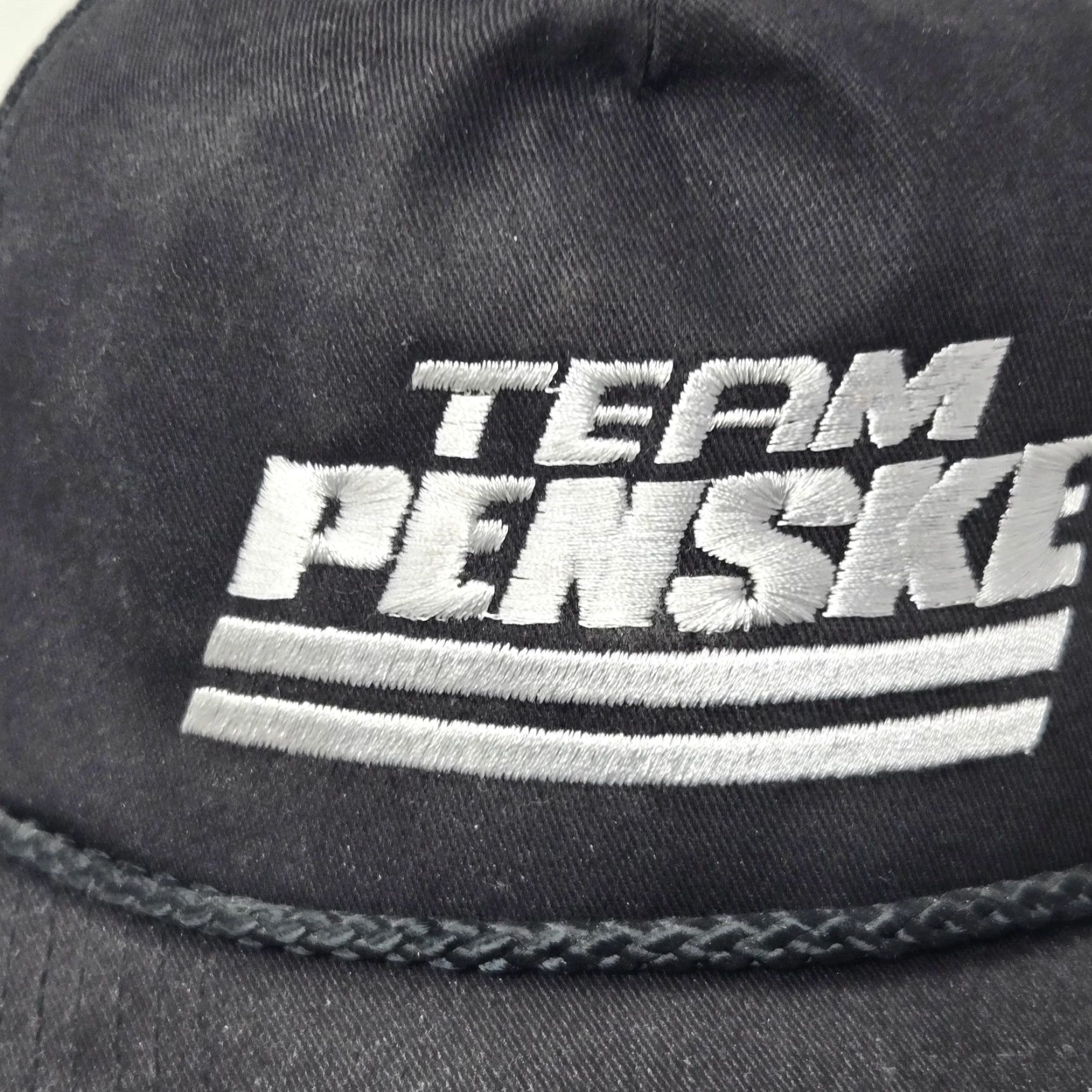 NASCAR VINTAGE Team Penske Indy 500 Racing Snap-Back Trucker Hat Cap Race Nascar Rope Hat Mens Black Adjustable 80s 90s USA Indy Racing Penske Size ONE SIZE - 6 Thumbnail