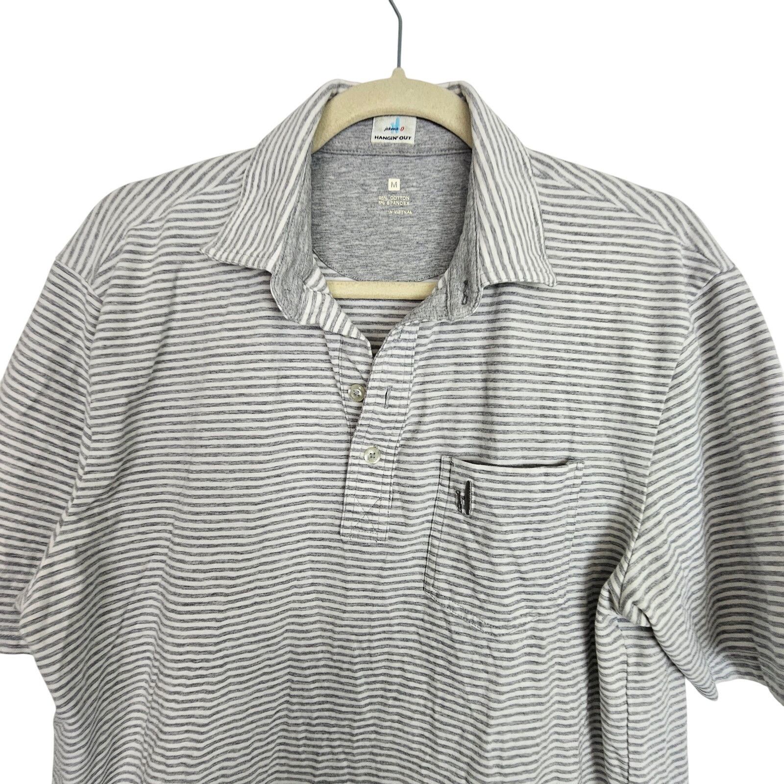 johnnie-O Johnnie-O Polo Shirt Gray White Striped Short Sleeve M Size US M / EU 48-50 / 2 - 2 Thumbnail