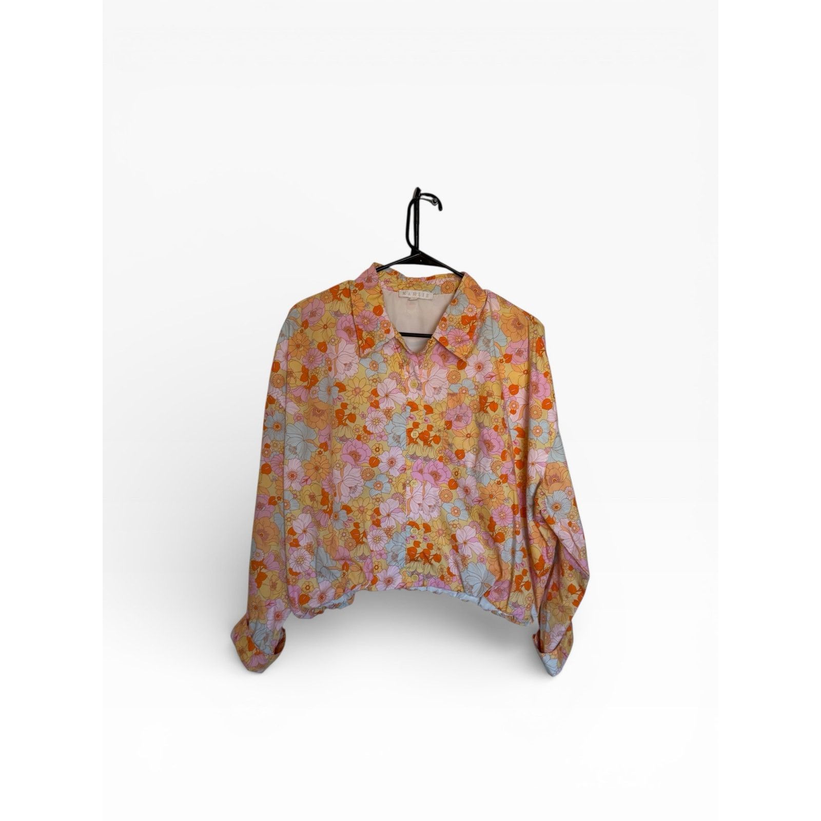 Other Karlie Multicolor Floral Long Sleeve Button Up Collar Blouse Size S / US 4 / IT 40 - 5 Thumbnail
