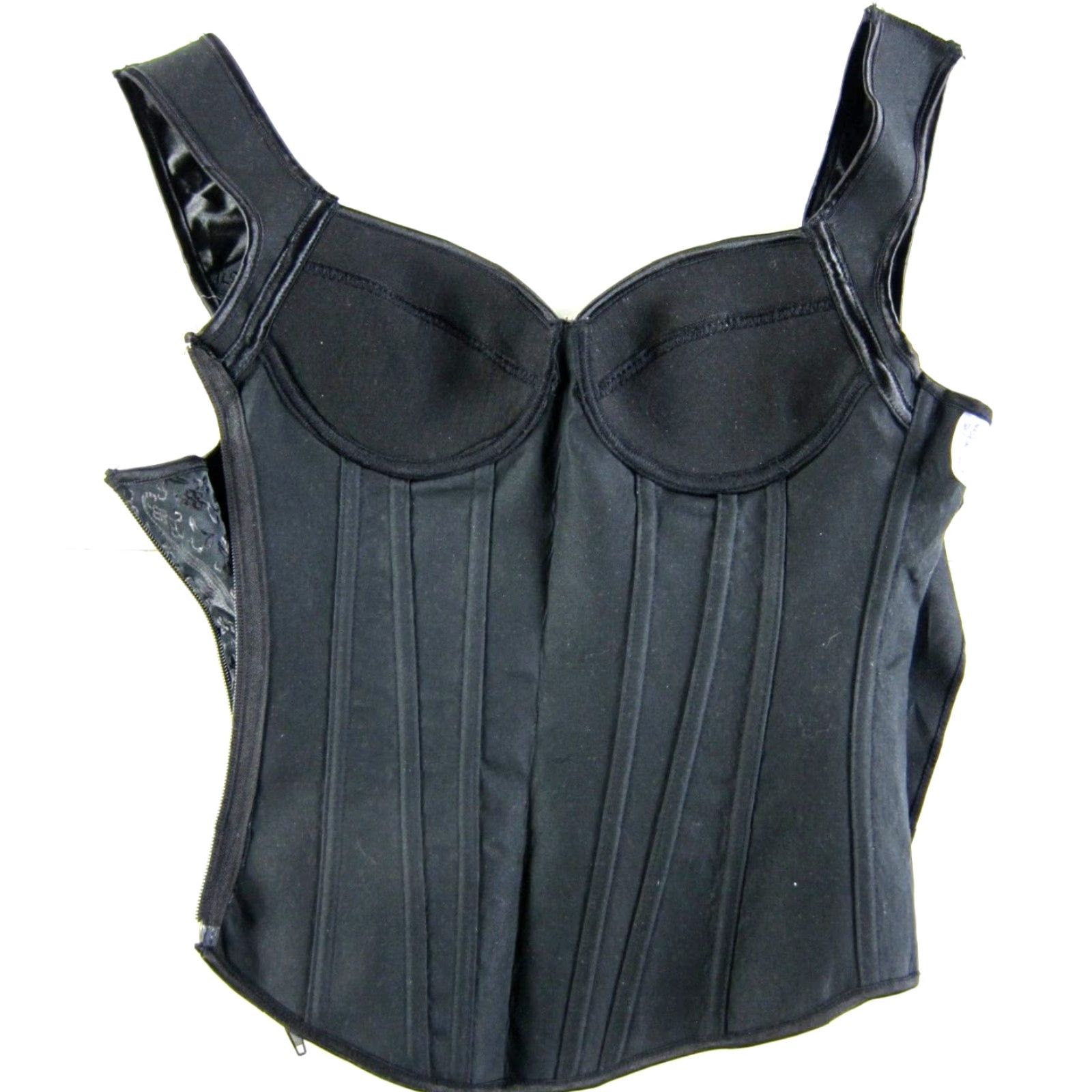 Vintage VINTAGE Black Floral Boned Underwire Lace Up Corset Bustier Top Women Medium Size M / US 6-8 / IT 42-44 - 7 Thumbnail