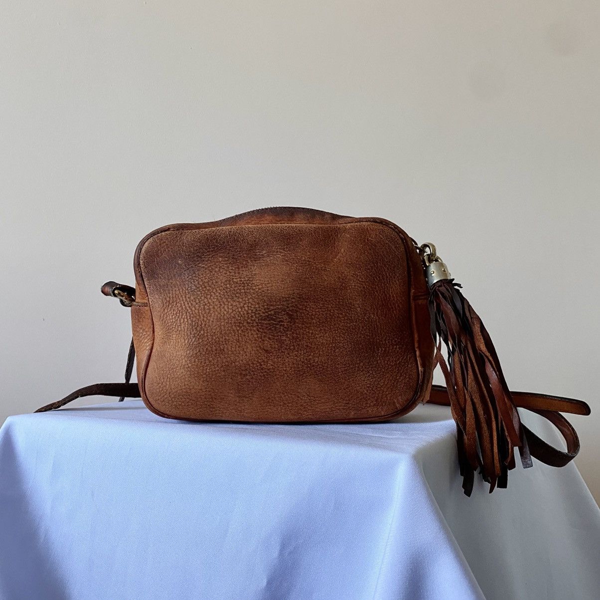 Gucci ❗️Trashed❗️Gucci Soho Disco Bag GG Faded Distressed Vintage Size ONE SIZE - 2 Thumbnail