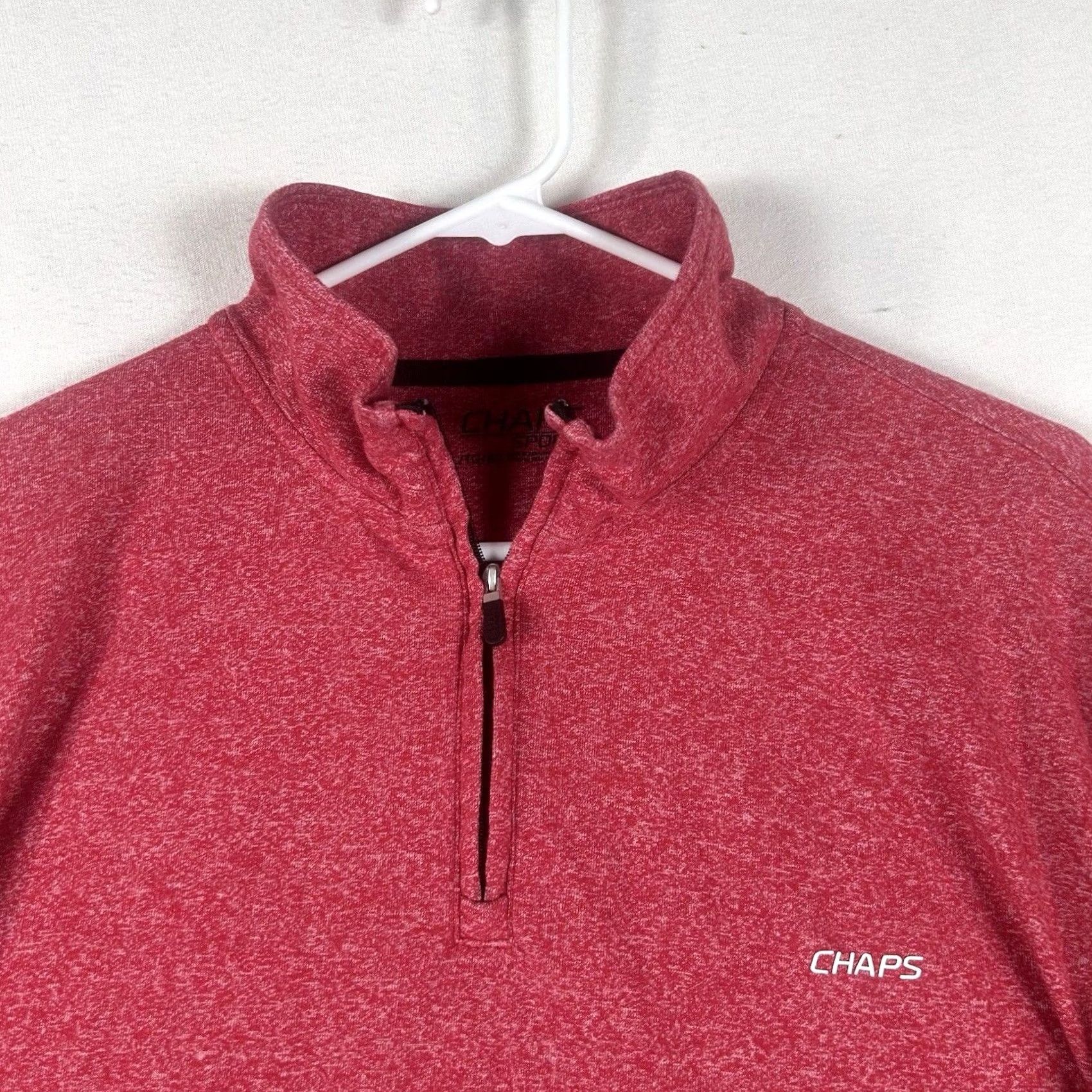 Chaps Chaps Sweatshirt Pullover 1/4 Zip Long Sleeve Mens XL Red Heather Casual Sock? Size US XL / EU 56 / 4 - 2 Thumbnail