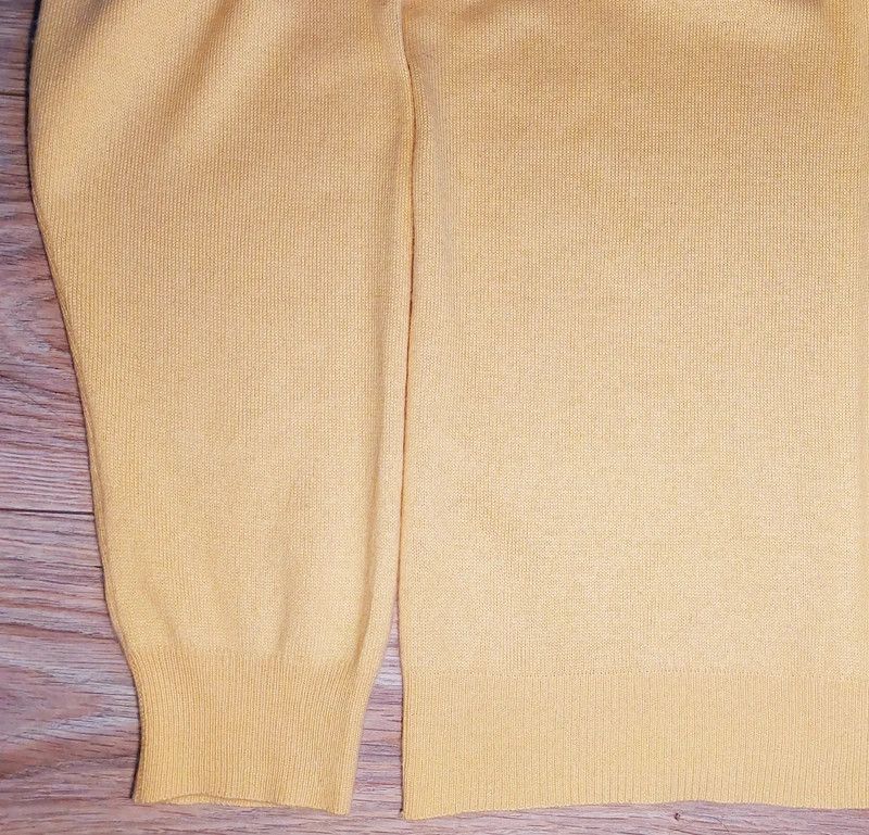 Vintage 55% silk 45% cashmere sweater jumper yellow luxury soft Size US XL / EU 56 / 4 - 4 Thumbnail