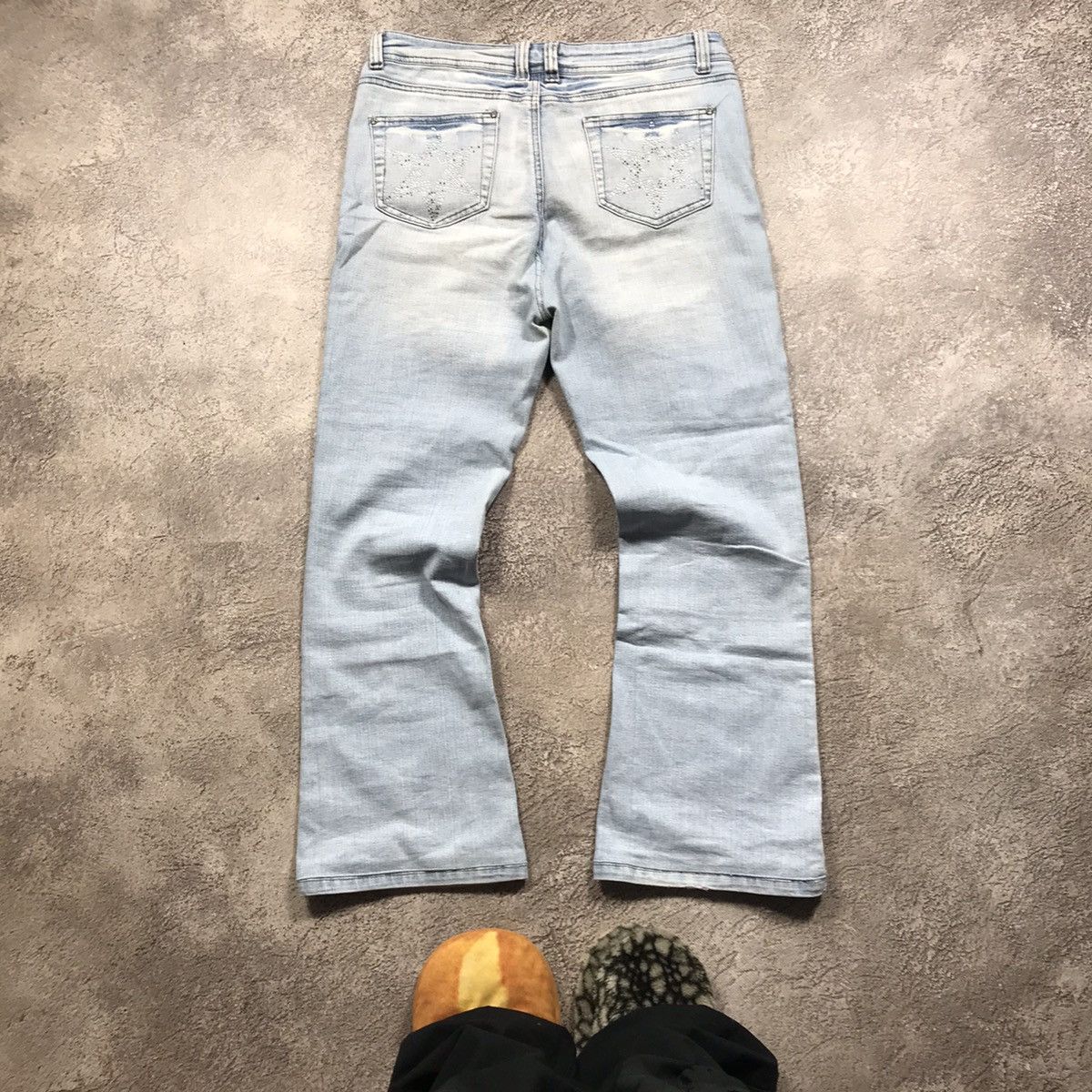 Vintage Vintage 90s Distressed Low Rise Flared Jeans Skate Baggy 31 Size 31" - 4 Thumbnail