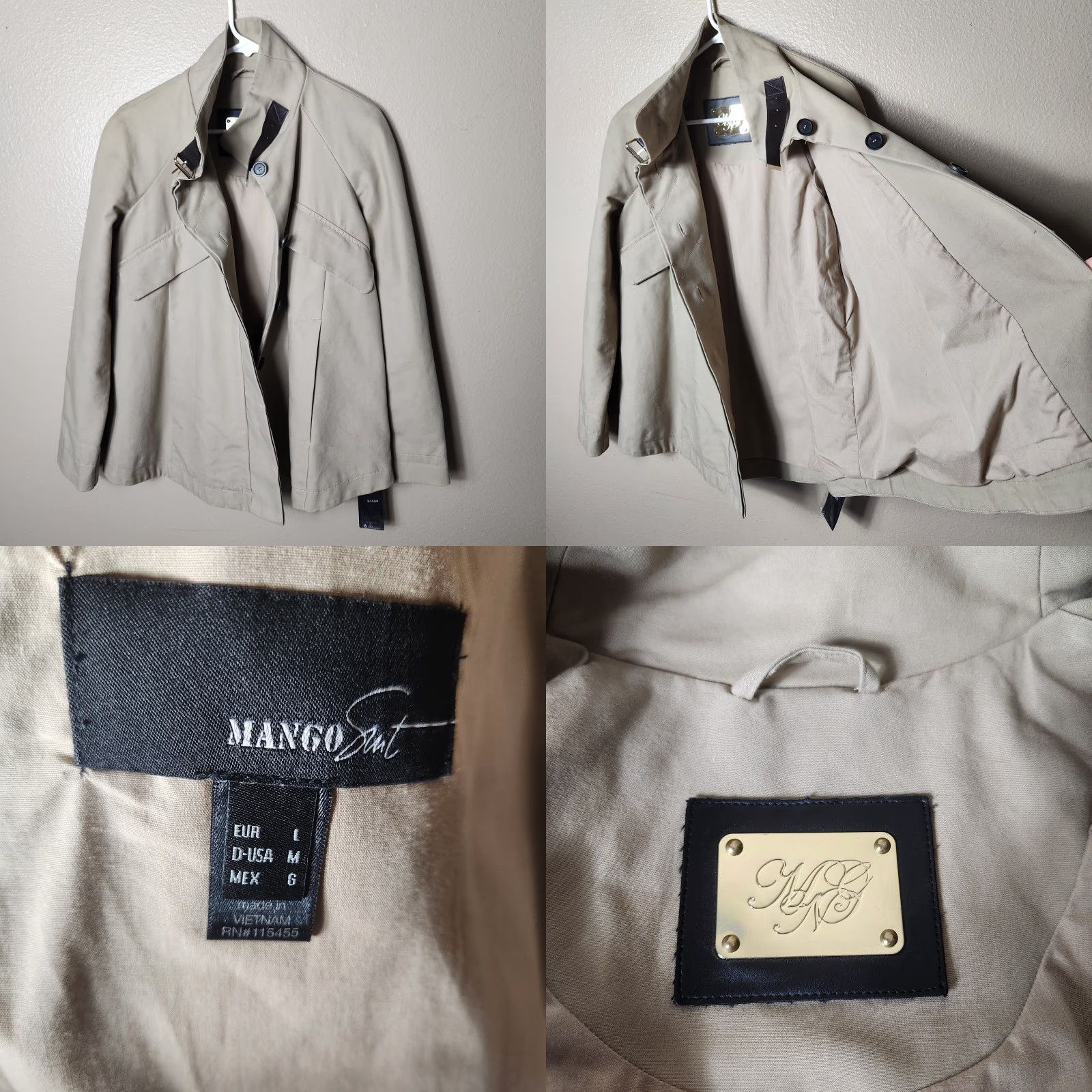 Mango Mango MNG Womens Tan Utility Jacket-Size M (NWT) Casual Shirt Jacket Mens Womens Size M / US 6-8 / IT 42-44 - 8 Thumbnail