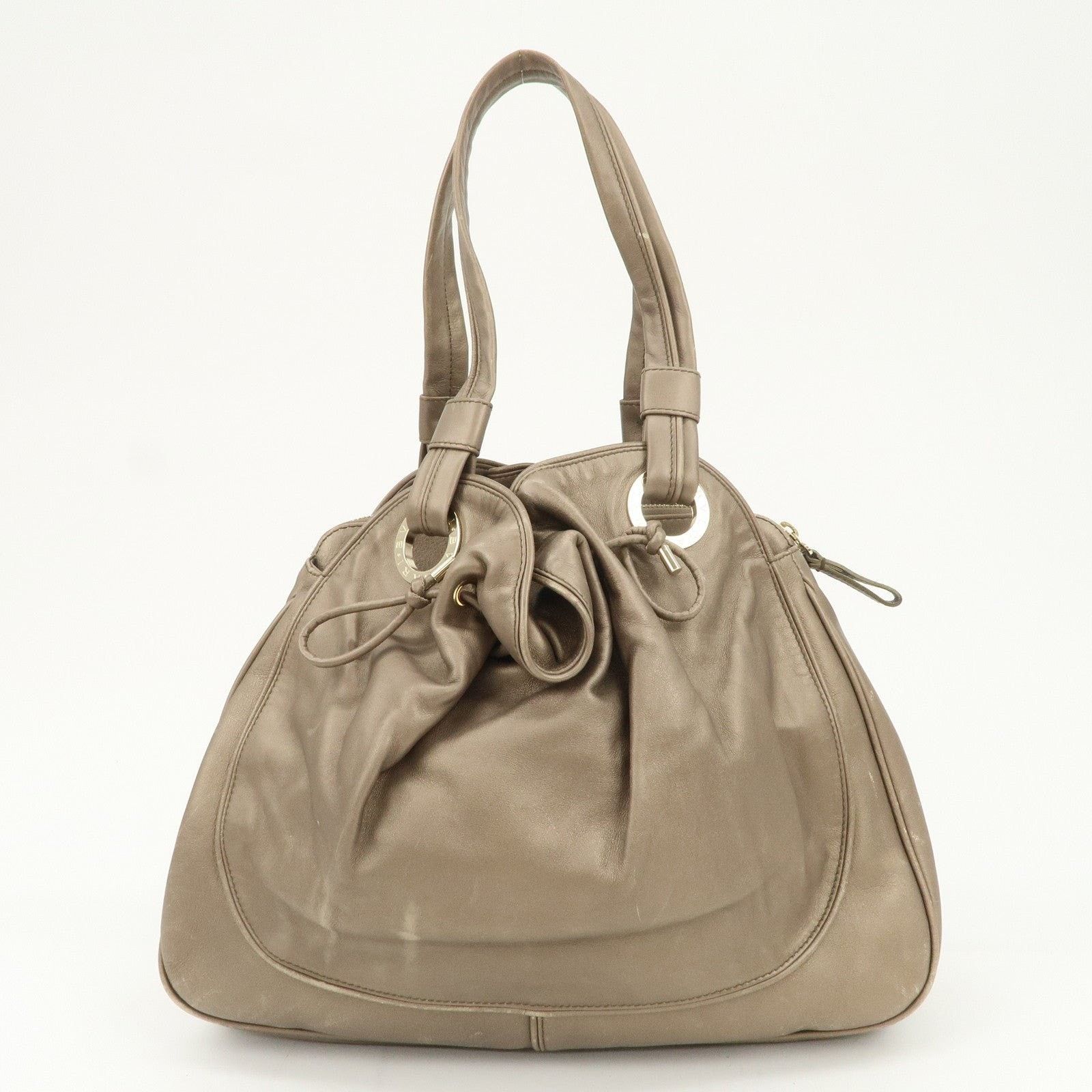 Bvlgari Bvlgari Drawstring Leather Shoulder Bag Tan Size ONE SIZE - 2 Thumbnail