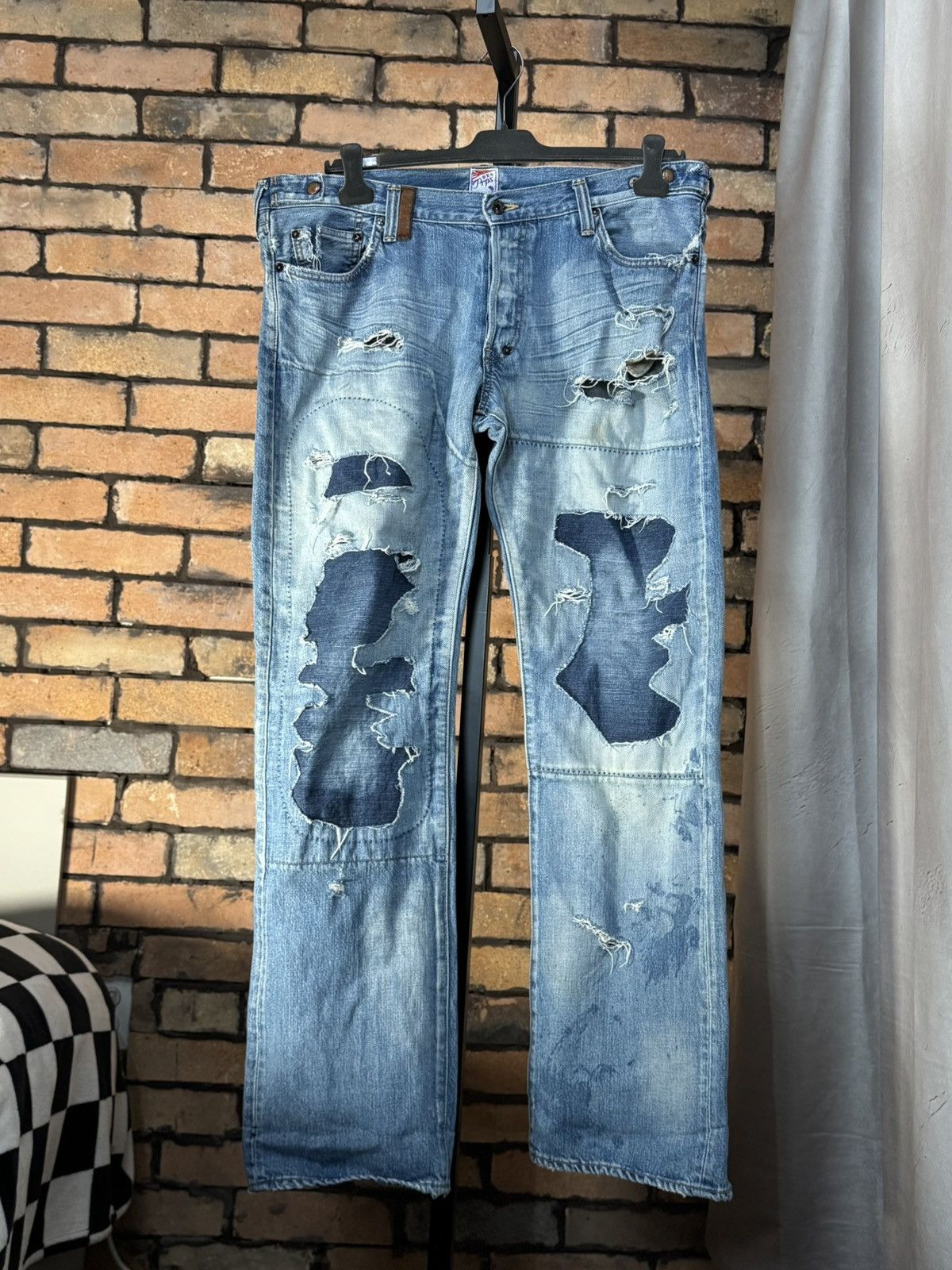 Prps $482 OG PRPS JAPAN PATCH WORK JEANS DENIM SLIM DISTRESSED Size US 38 / EU 54 - 1 Thumbnail