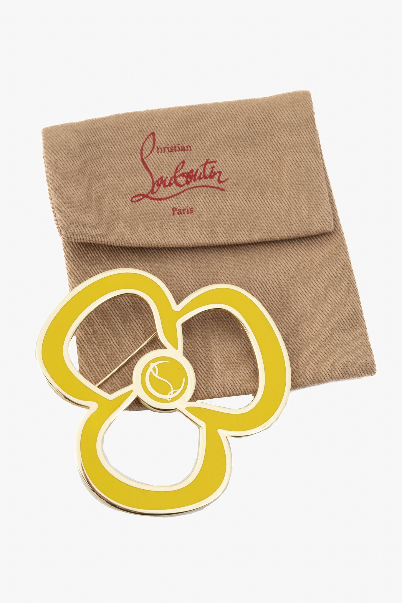 Christian Louboutin Christian Louboutin Yellow Enamel & Gold-Tone Flower Brooch Size ONE SIZE - 1 Thumbnail