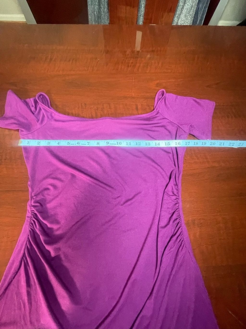 White House Black Market White House Black Market Purple Ruched Off Shoulder Top Y2K Size M / US 6-8 / IT 42-44 - 3 Thumbnail