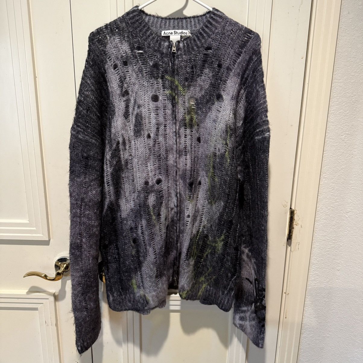 Acne Studios Acne Studios multicoloured distressed mohair cardigan jacket Size US L / EU 52-54 / 3 - 1 Thumbnail