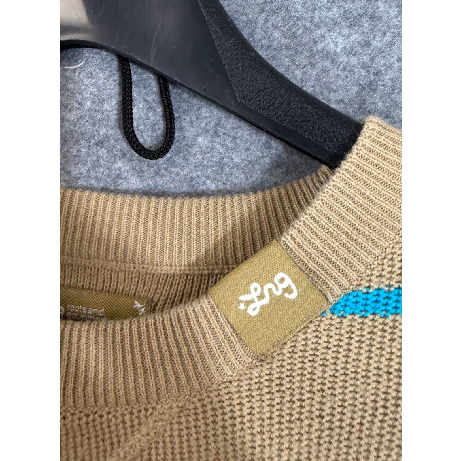 Roots Lifted Research Group LRG Sweater Mens XL Beige Striped Roots And Equipment Long Sleeve Crew Neck Knit Logo Pullover Size US XL / EU 56 / 4 - 5 Thumbnail