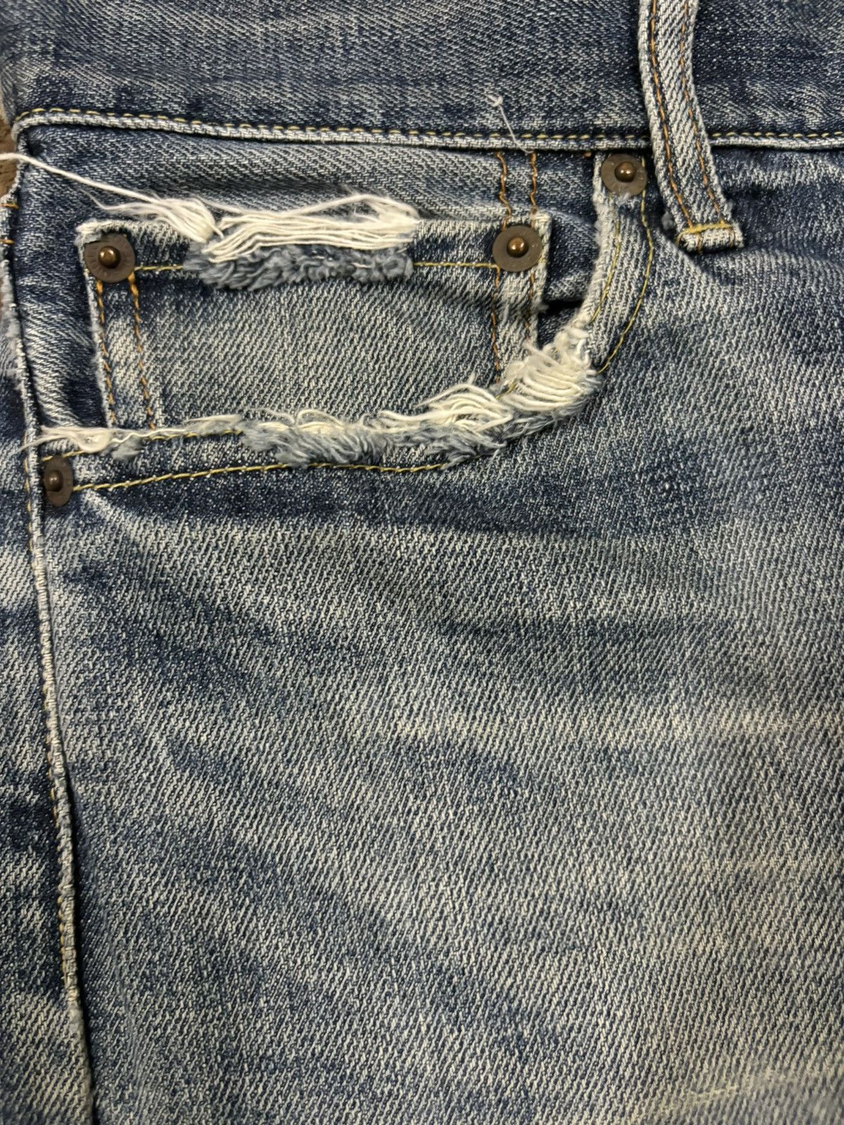 Jun Takahashi × Uniqlo × Vintage Vintage Uniqlo S002 Baggy Blue Washed Distressed Jeans Size US 34 / EU 50 - 5 Thumbnail