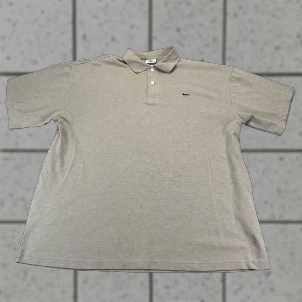 VINTAGE Lacoste Polo Shirt Men 4XL Brown Short Sleeve Cotton Logo
