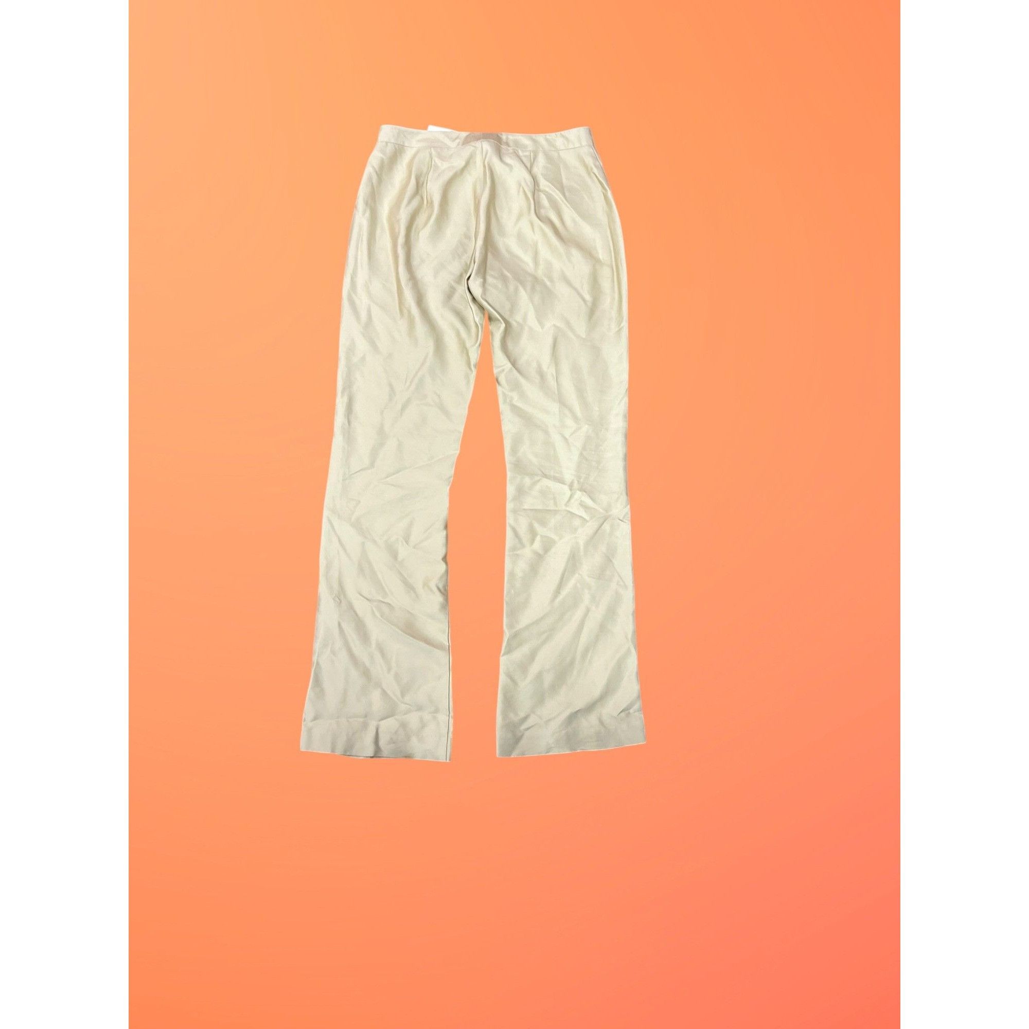 Bcbgmaxazria Bcbgmaxazria Womens High-Waist Beige Satin Trousers Size 8 P Size 30" / US 8 / IT 44 - 6 Thumbnail