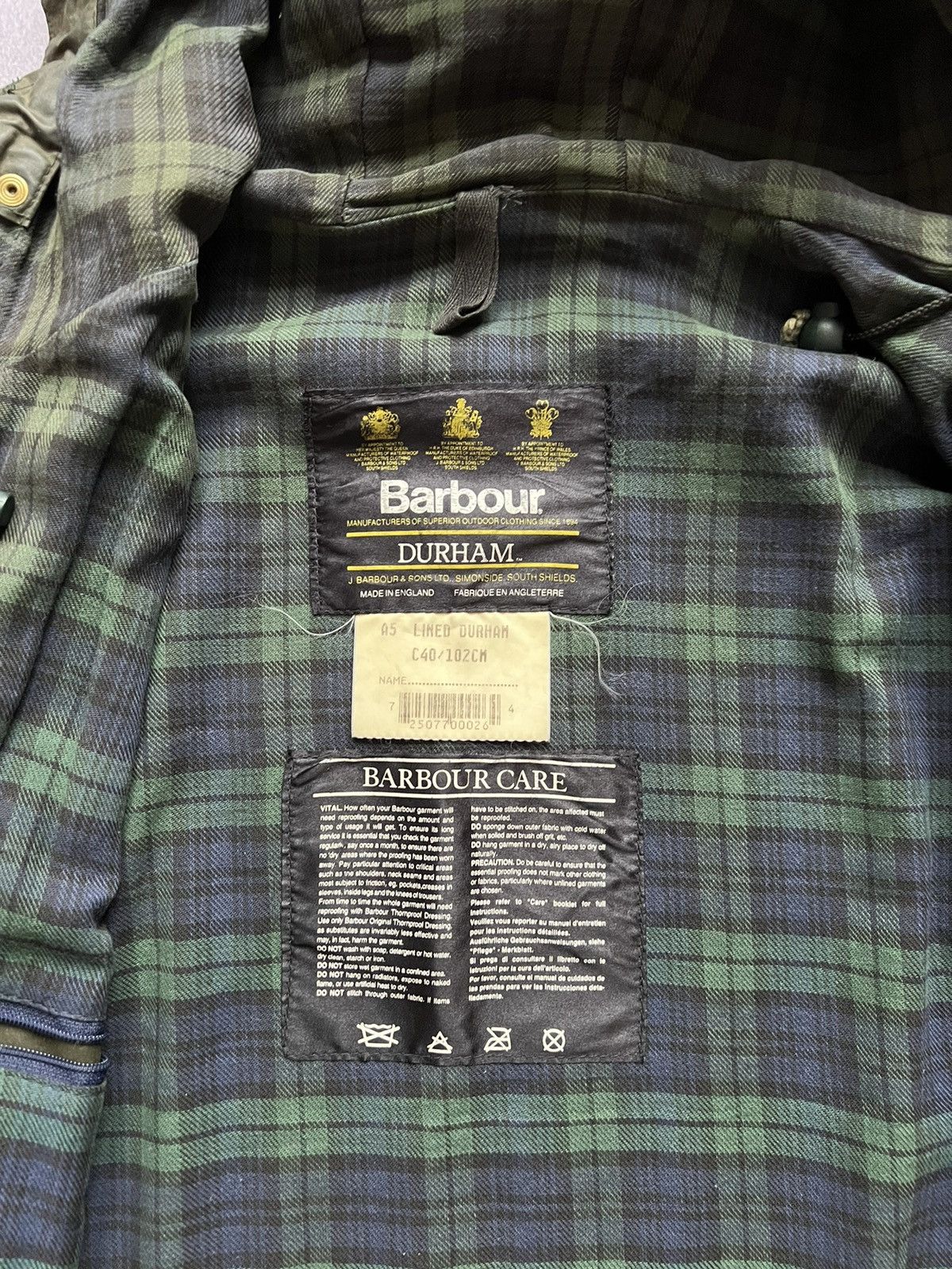 Barbour Vintage Barbour Waxed Jacket A5 Lined Durham Size C40/102 CM Size US L / EU 52-54 / 3 - 9 Thumbnail