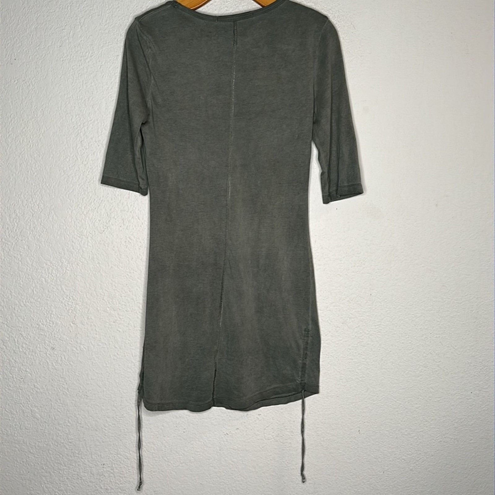 Pam & Gela Pam & Gela Scoop Neck Dress Ruched 1/2 Sleeve Khaki Green SM Size S / US 4 / IT 40 - 9 Thumbnail