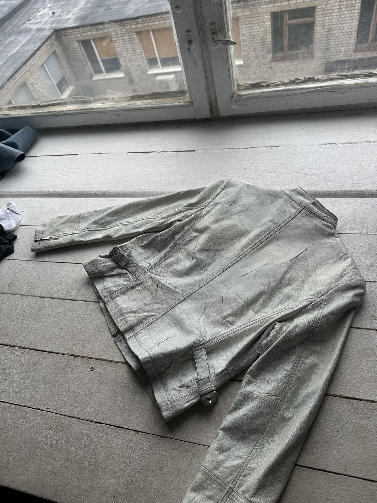 Other 🚨Y2K RICK OWENS TYPE DIRTY SLIM FIT ZIP LEATHER JACKET Size M / US 6-8 / IT 42-44 - 12 Thumbnail