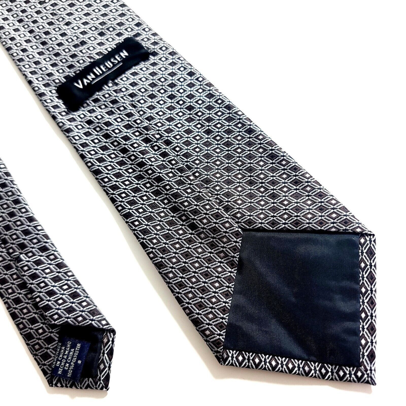 Van Heusen Van Heusen Polyester Woven Black Silver Brown Geometric Wide Size ONE SIZE - 5 Thumbnail