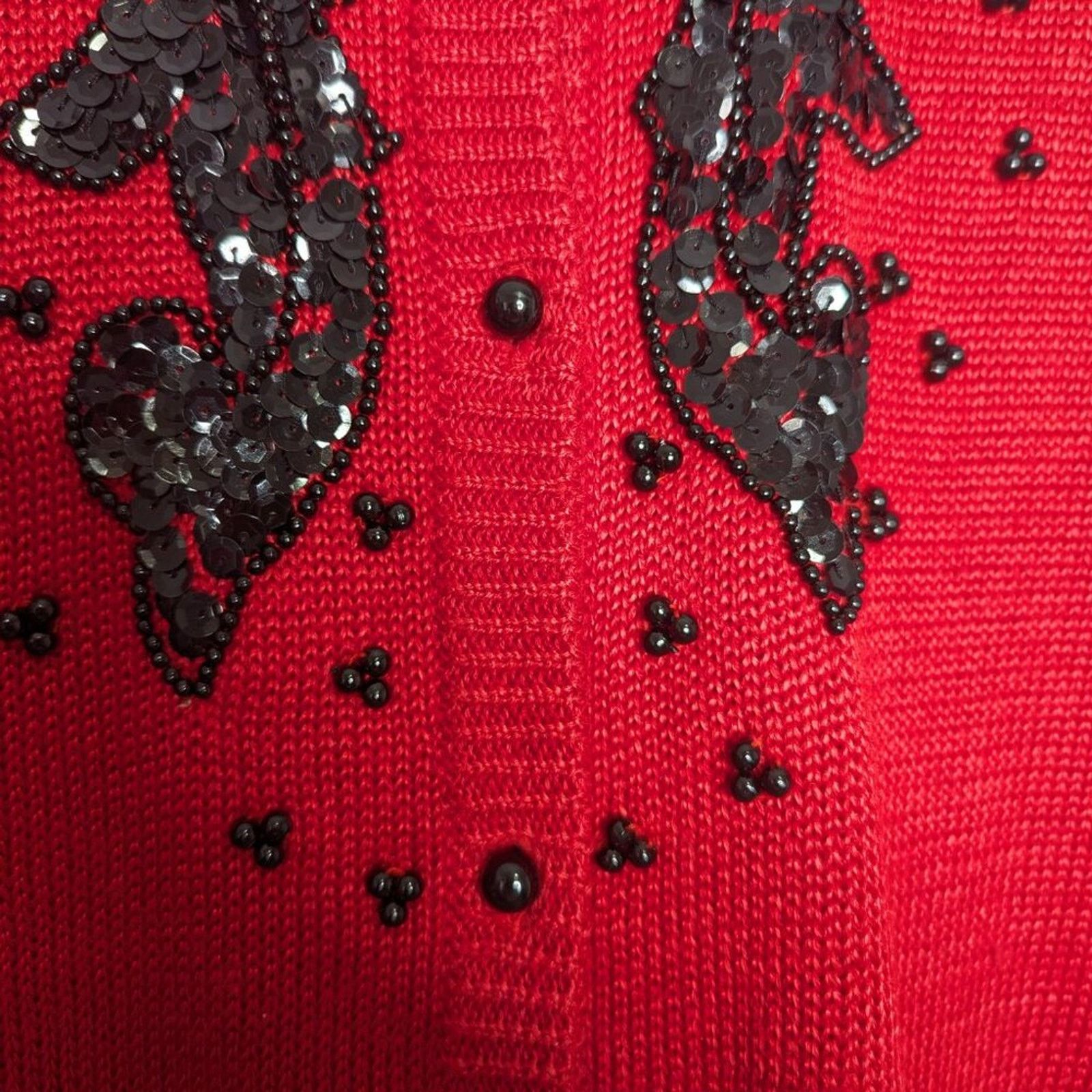 Vintage Vintage Dana Scott Red Long Sleeve Beaded Button Up Cardigan Size S / US 4 / IT 40 - 7 Thumbnail