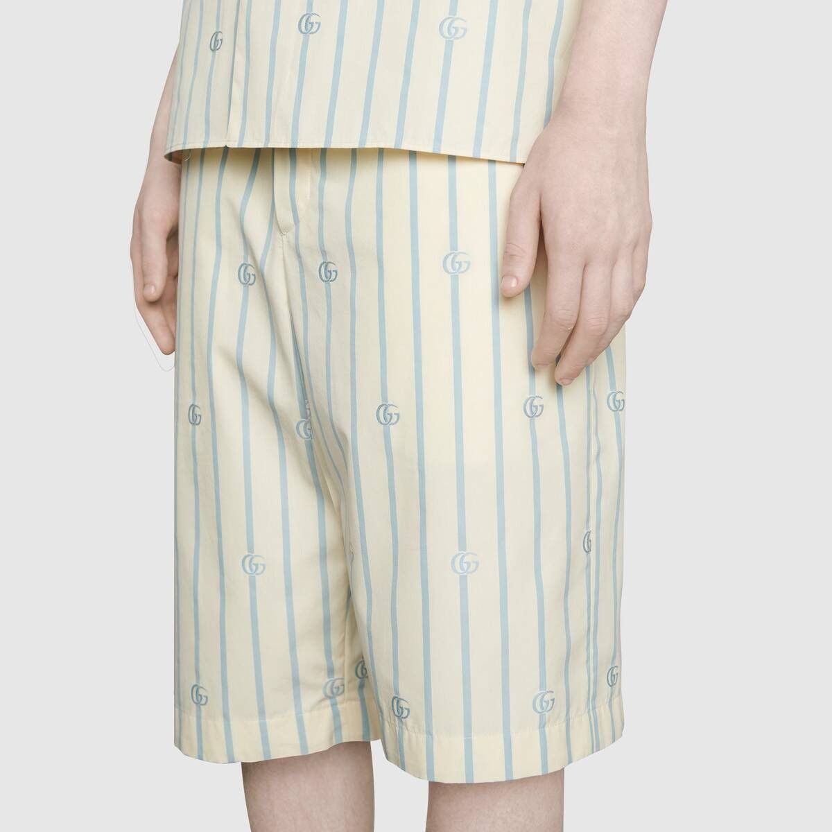 Gucci o1mt1gz0725 Double G Stripe Cotton Shorts Ivory/Light Blue Size US 40 / EU 56 - 5 Thumbnail