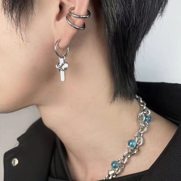 Jewelry × Sterling Silver Cross Future Earrings Gothic Punk One pairs Jewelry Spike Size ONE SIZE - 3 Thumbnail