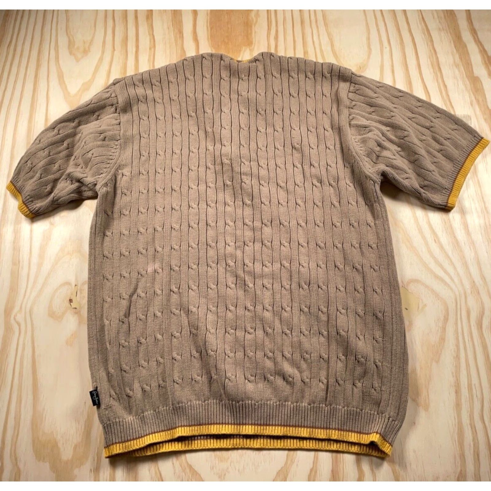 Sean John Sean John Men’s Short Sleeve Cable Knit Sweater 1/4 Zip Fall Winter Casual Hip Hop Large Brown Size US L / EU 52-54 / 3 - 2 Thumbnail
