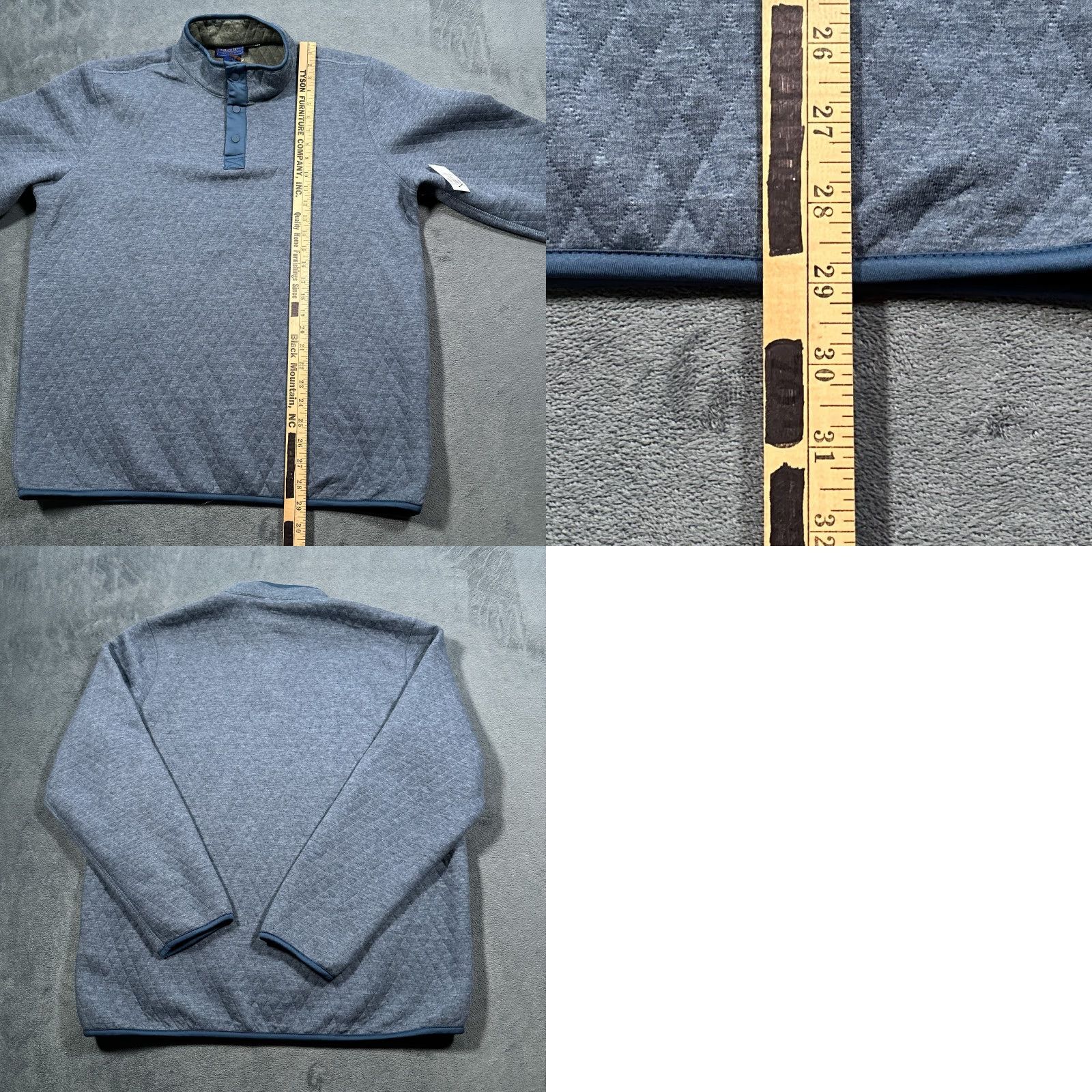 Vintage Wilkens Bros Sweater Mens XL Heritage Collection Quilted Pullover Knit Blue Argyle Diamond Lined Insulated Heavyweight Mock Neck Size US XL / EU 56 / 4 - 8 Thumbnail