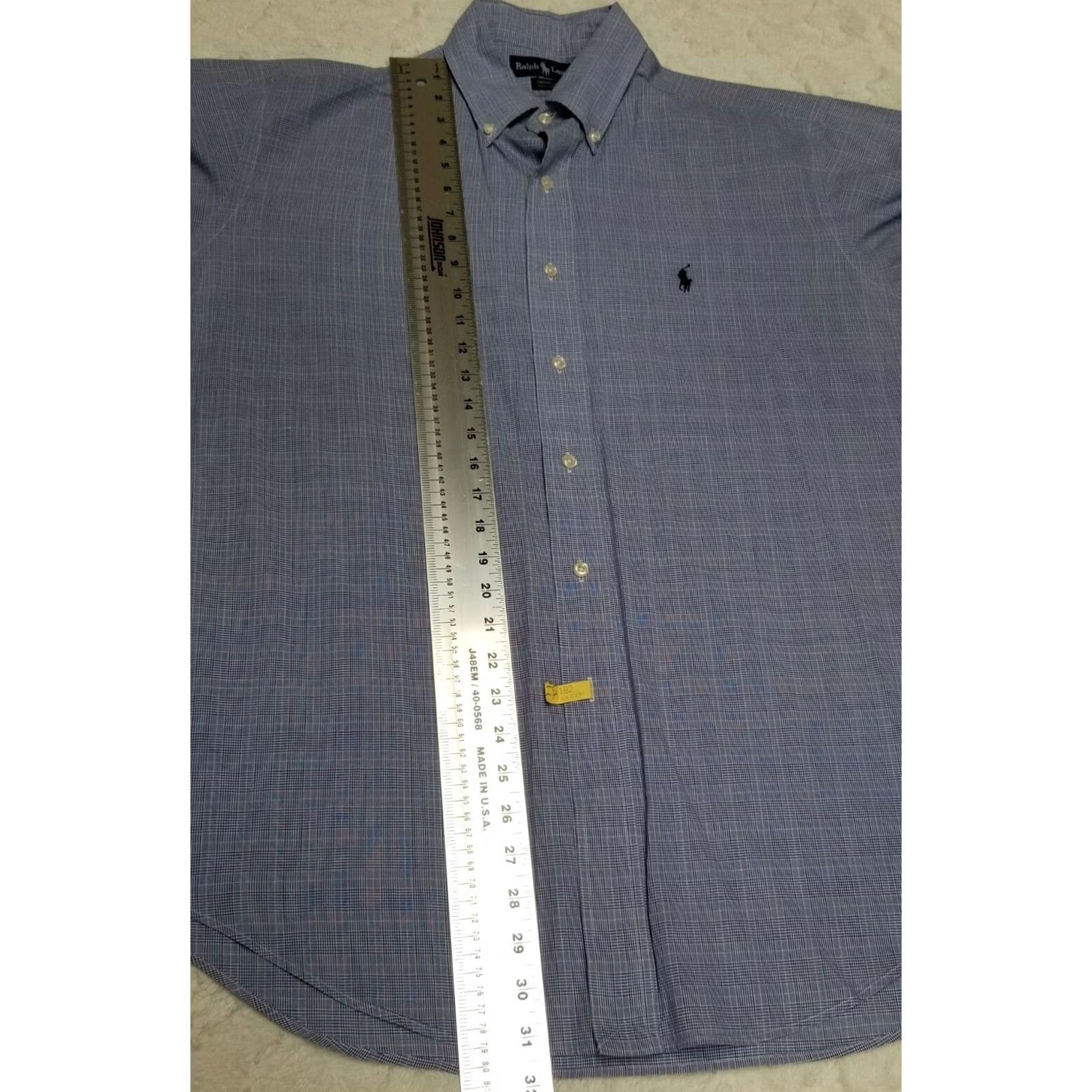 Ralph Lauren Ralph Lauren Men's Blue Cotton Glen Check Dress Shirt Sz 16 1/2 Button-Down Yarmouth Size 42R - 6 Thumbnail