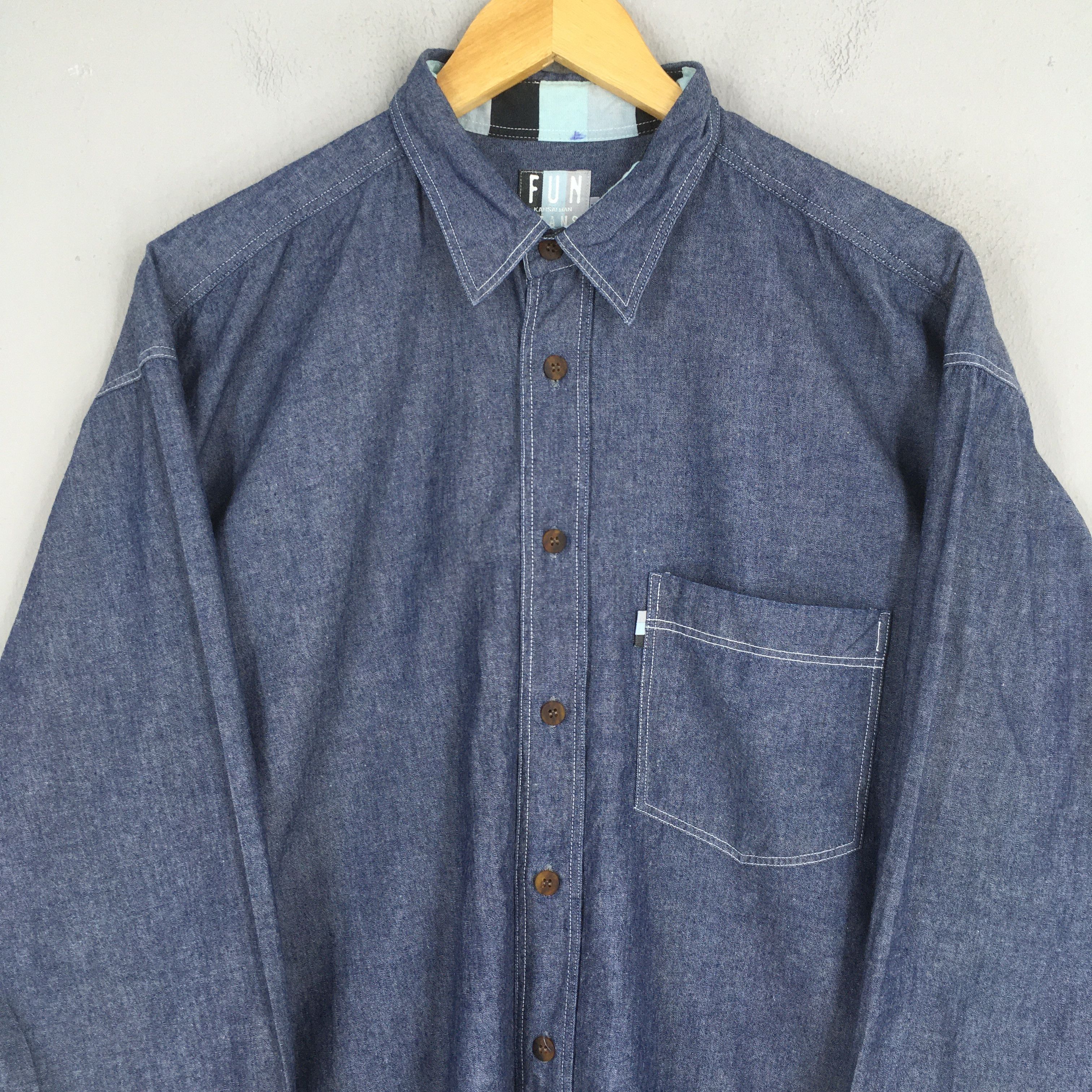 Kansai Yamamoto Vintage Kansai Man Fun Japan Blue Jeans Shirt Medium Size US M / EU 48-50 / 2 - 5 Thumbnail